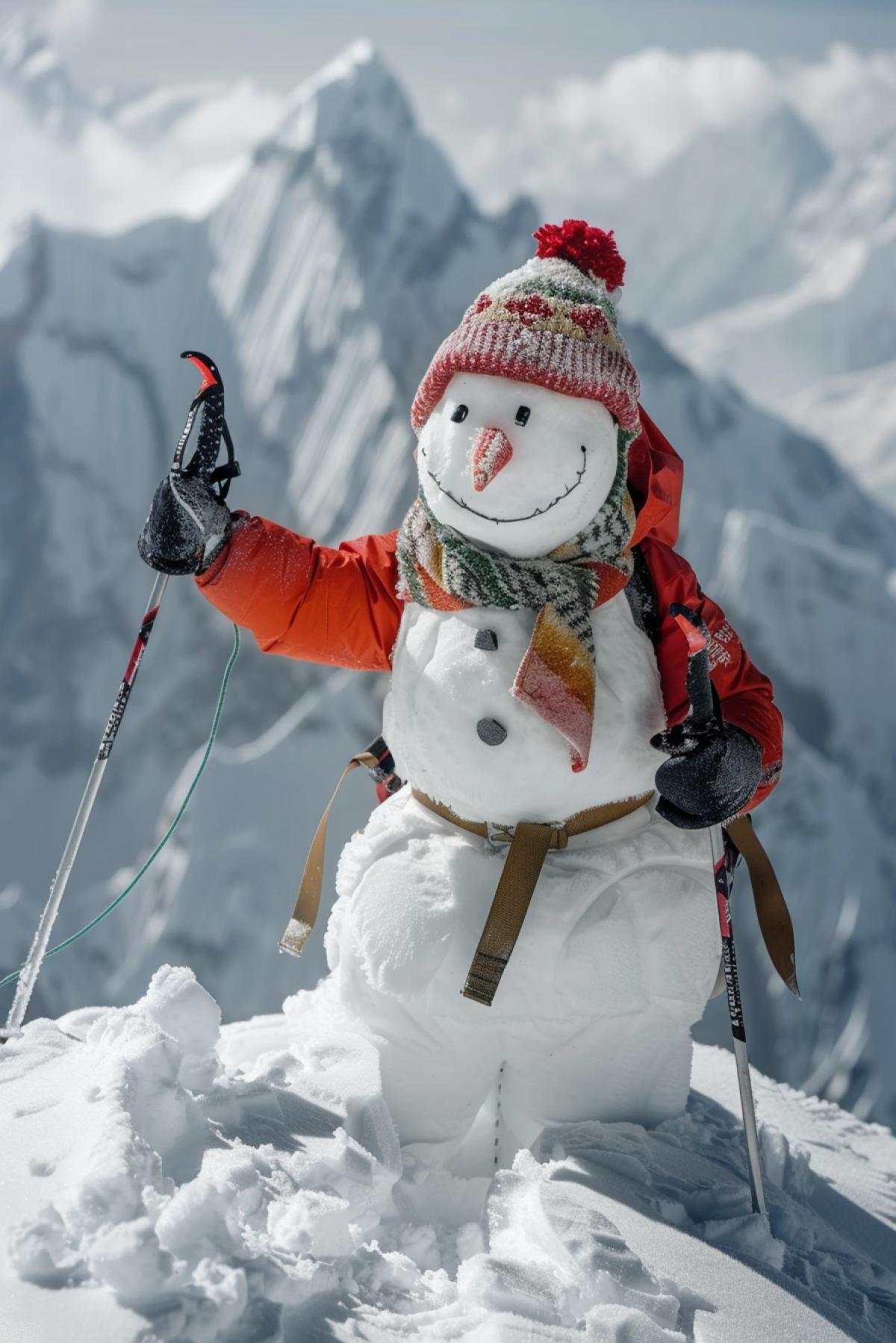 Snowman climber conquers the summit of Everest