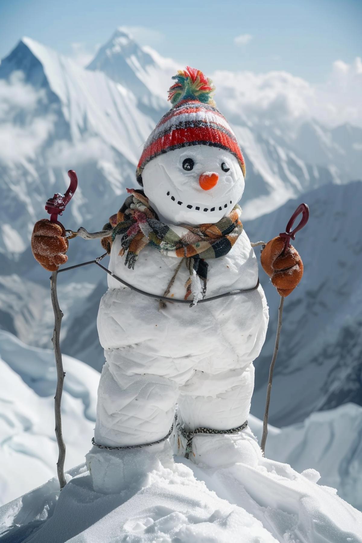 Snowman climber conquers the summit of Everest