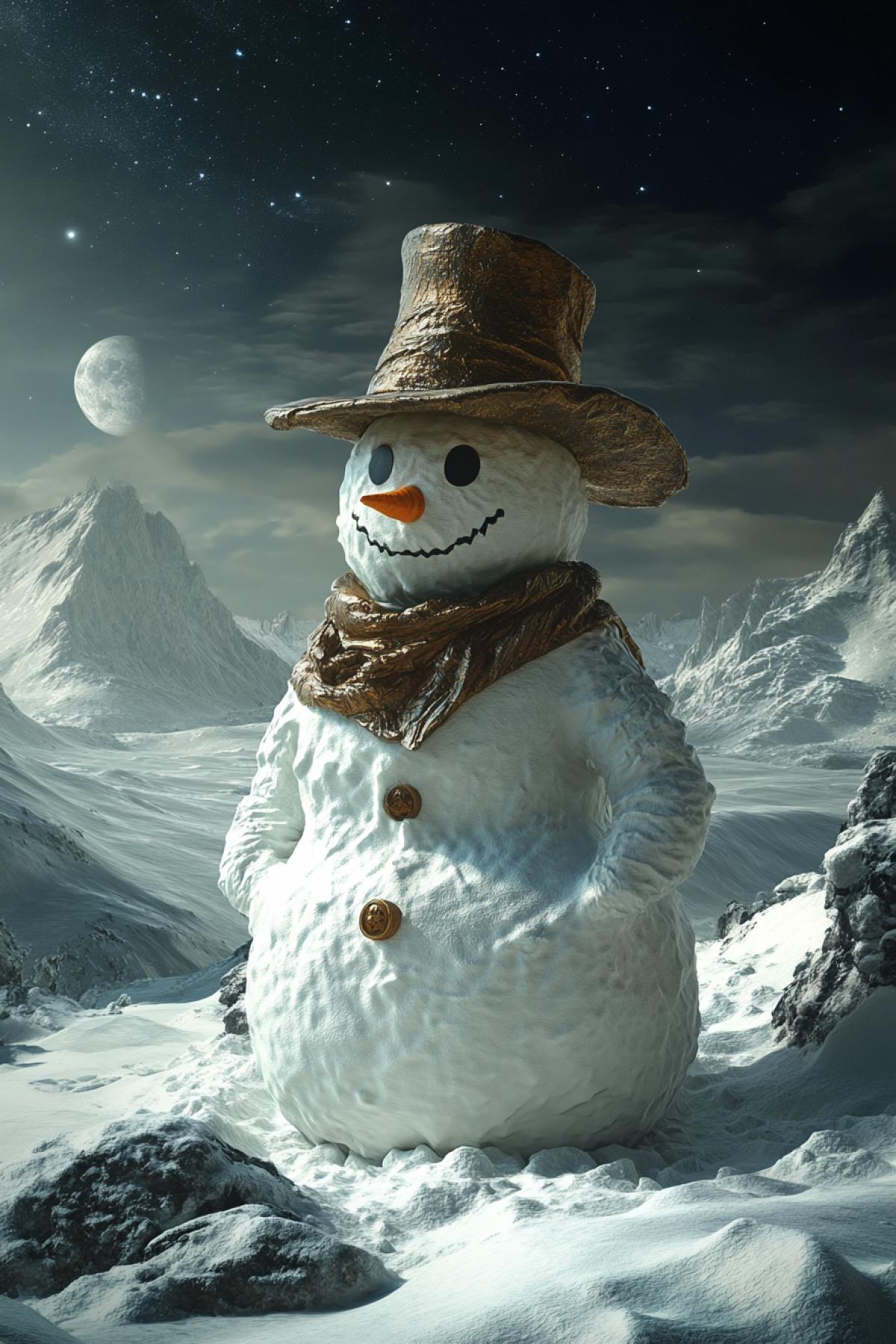 Snowman traveler, another universe, research, study, discovery of an extraterrestrial civilization, flickering, realistic image, photoshop