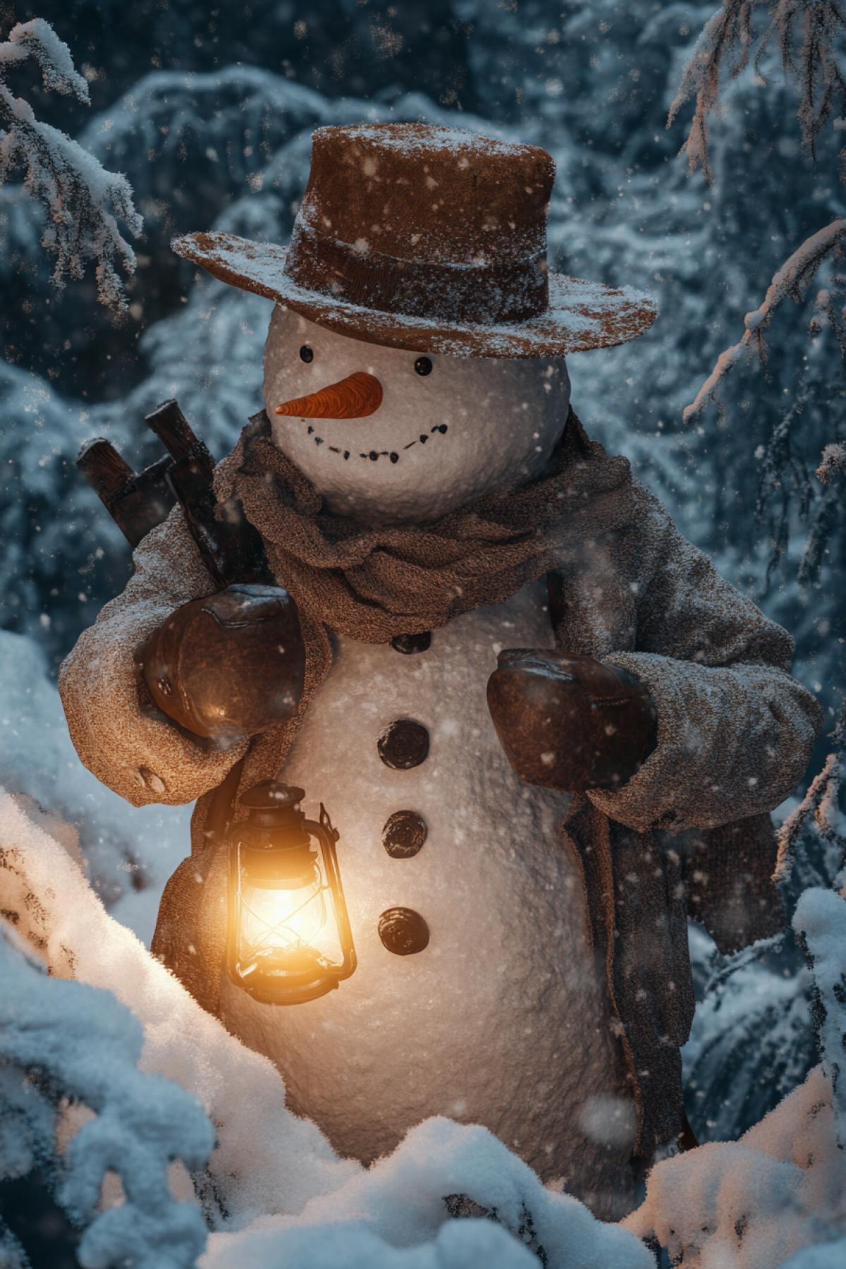 Snowman archaeologist, travel, research, study, flickering, realistic image, photoshop, Indiana Jones style
