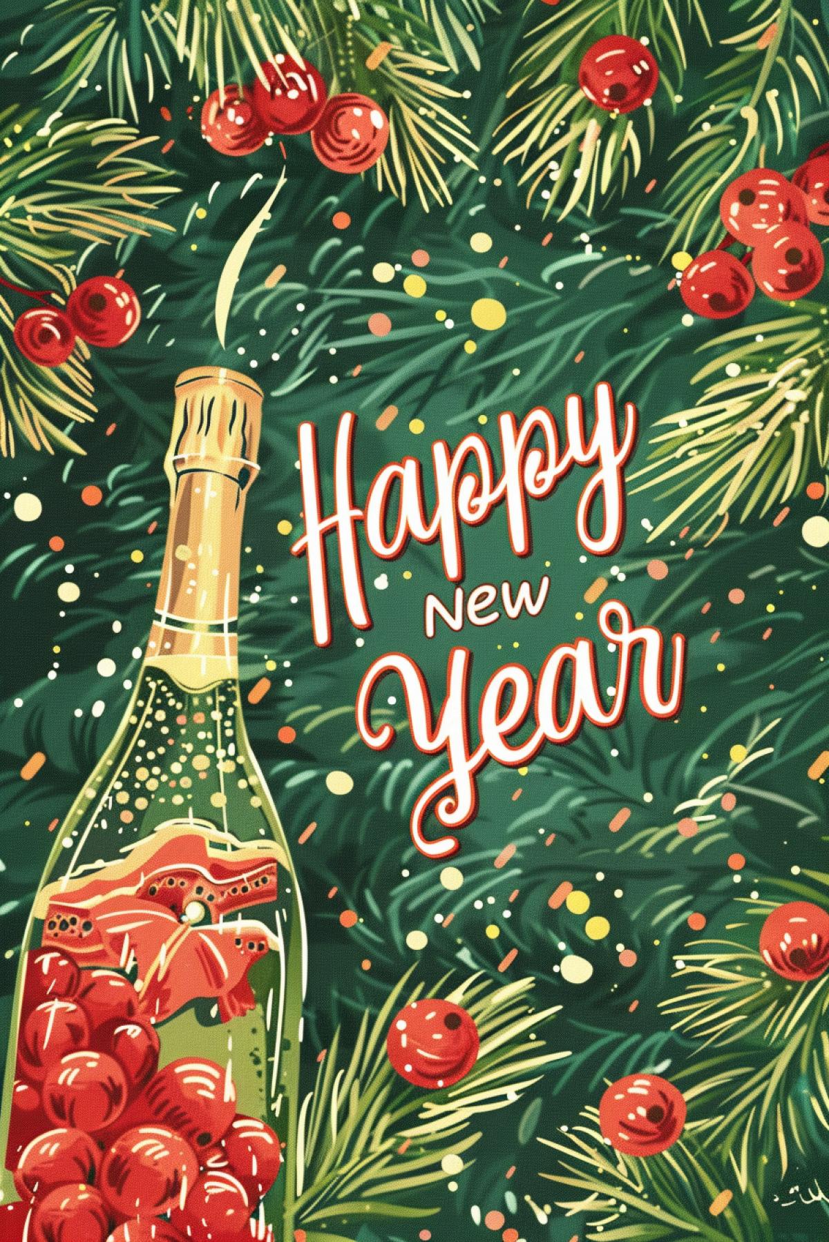 New Year card with the inscription \"Happy New Year\"