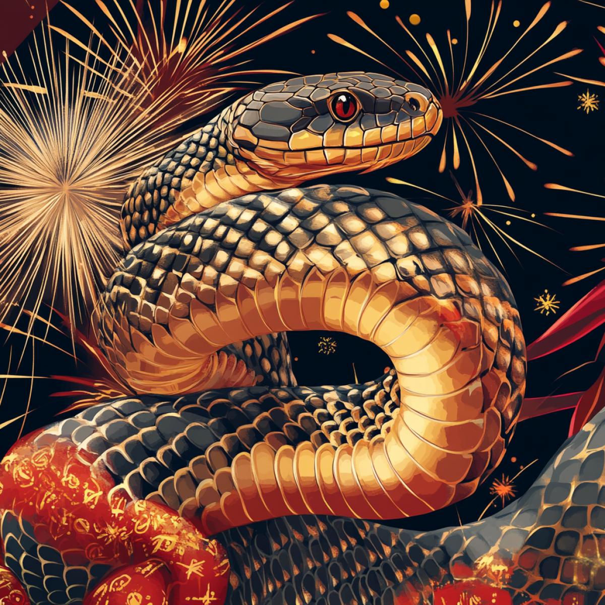 New Year card for 2025 with realistic snake