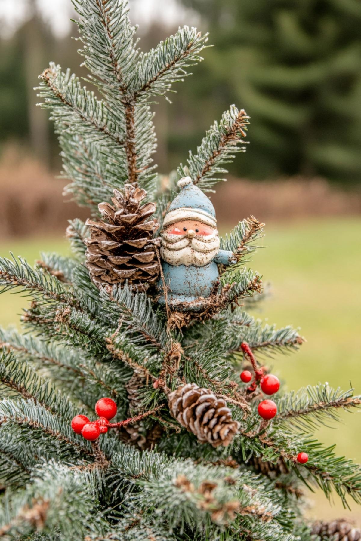 Old Soviet Christmas tree plaything on a spruce branch