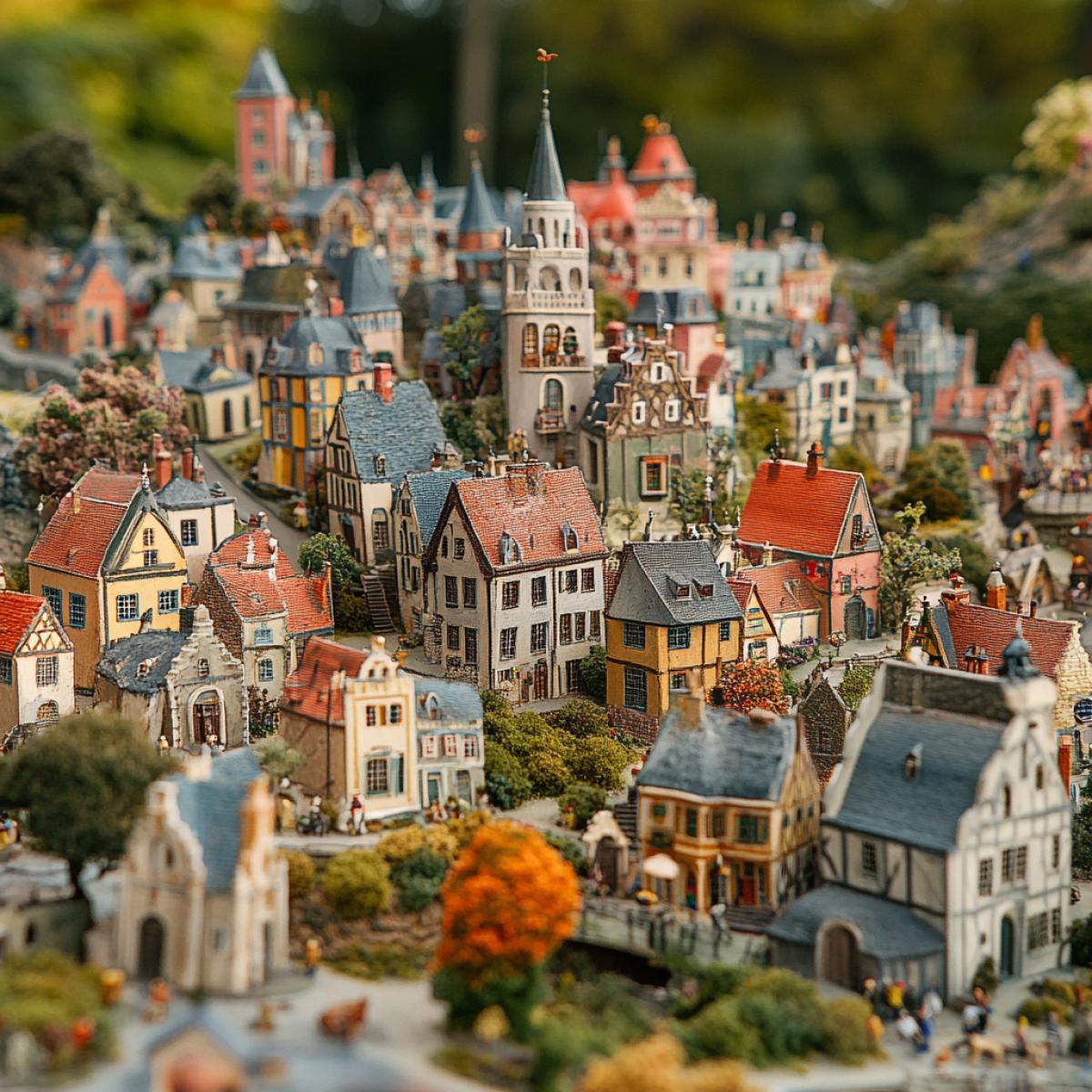 Small city of Lilliputians in miniature