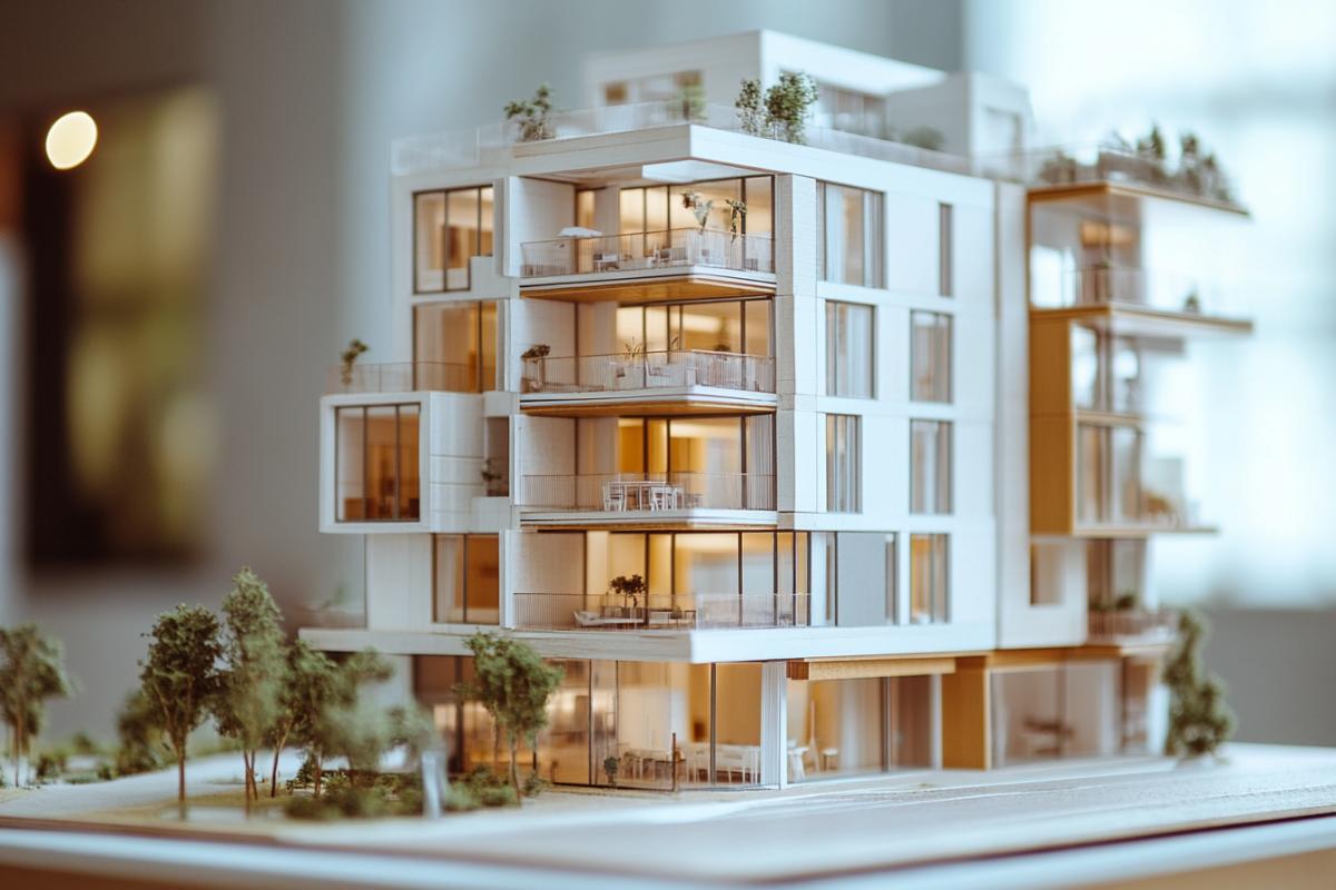 miniature model of a residential building, from the inside
