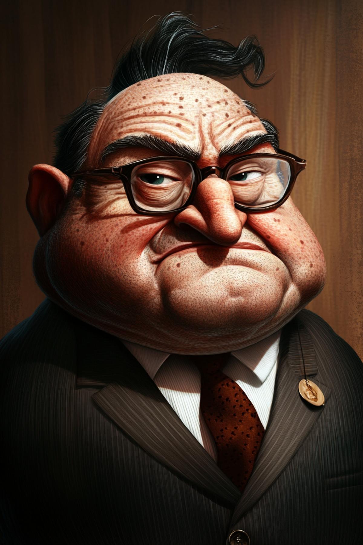 Terrible boss, sarcasm, caricature, flickering, realistic image, photoshop