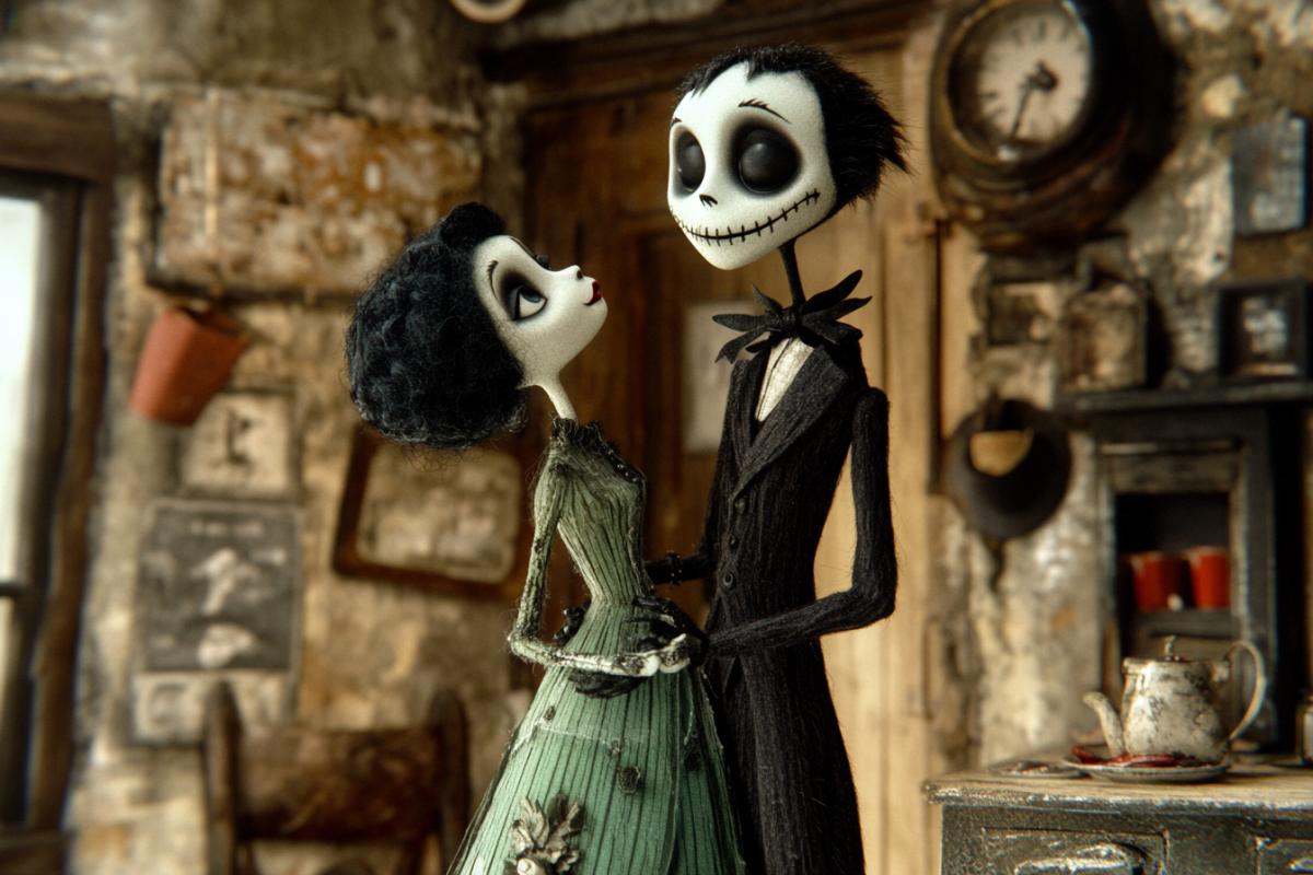 Cats dance in Tim Burton style