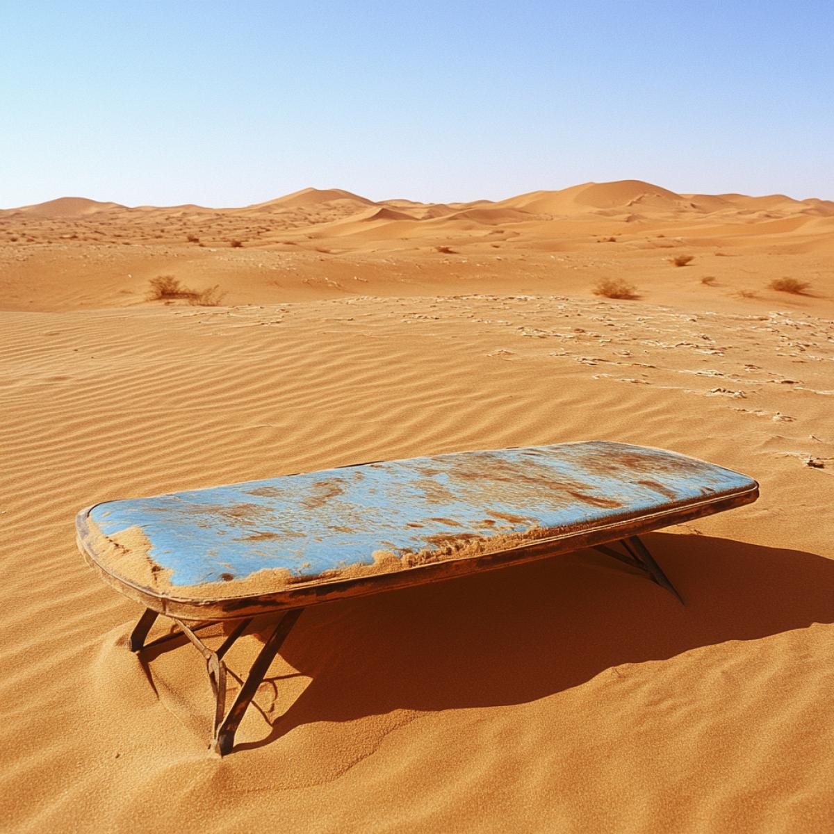 Iron for ironing clothes on sand in the Sahara Desert