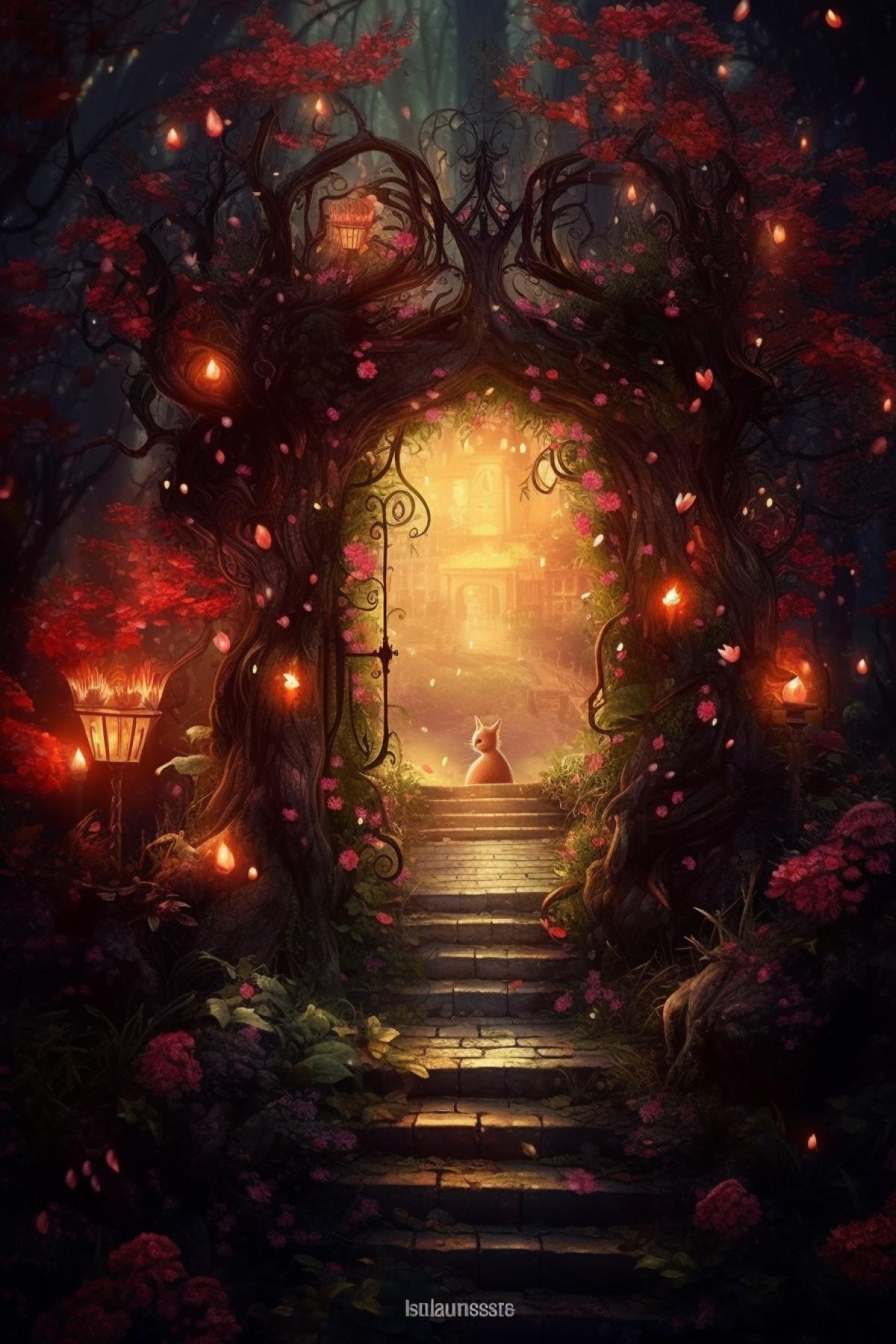 Cats enter the fairy-tale gate into a fairy tale, it sparkles!