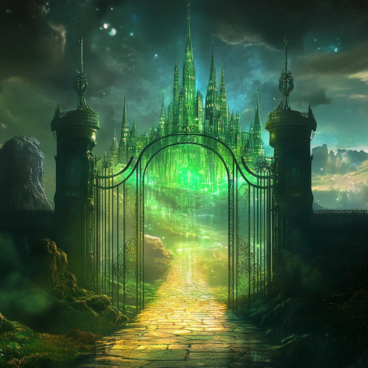 Gate to the Emerald City from the fairy tale The Wizard of the Emerald City
