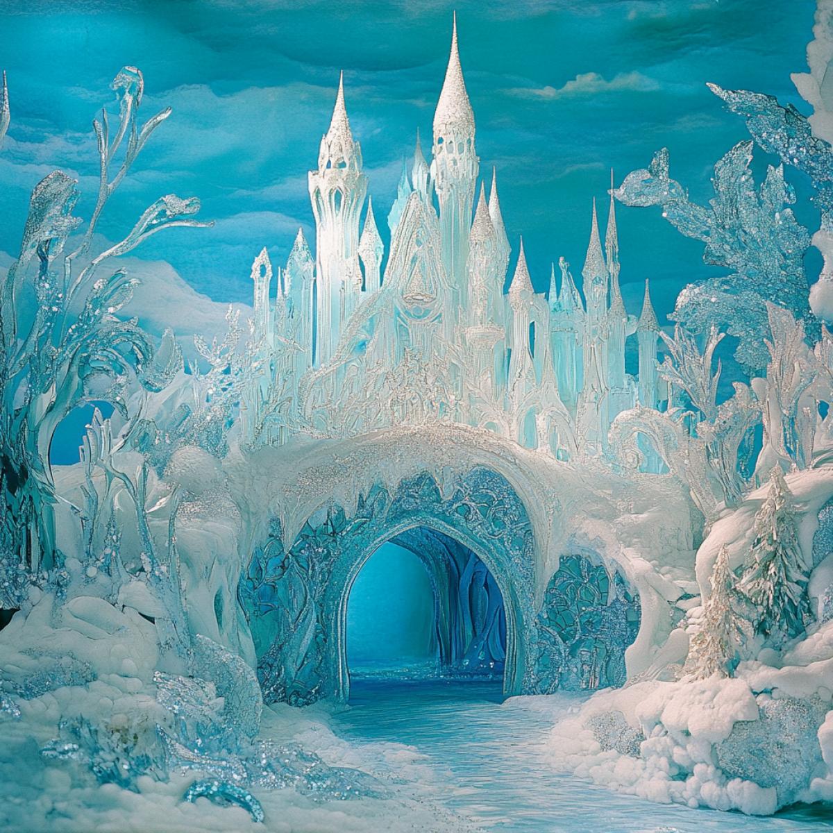 The gateway to the world of the snow queen with an azure emerald tint and a pearlescent tint