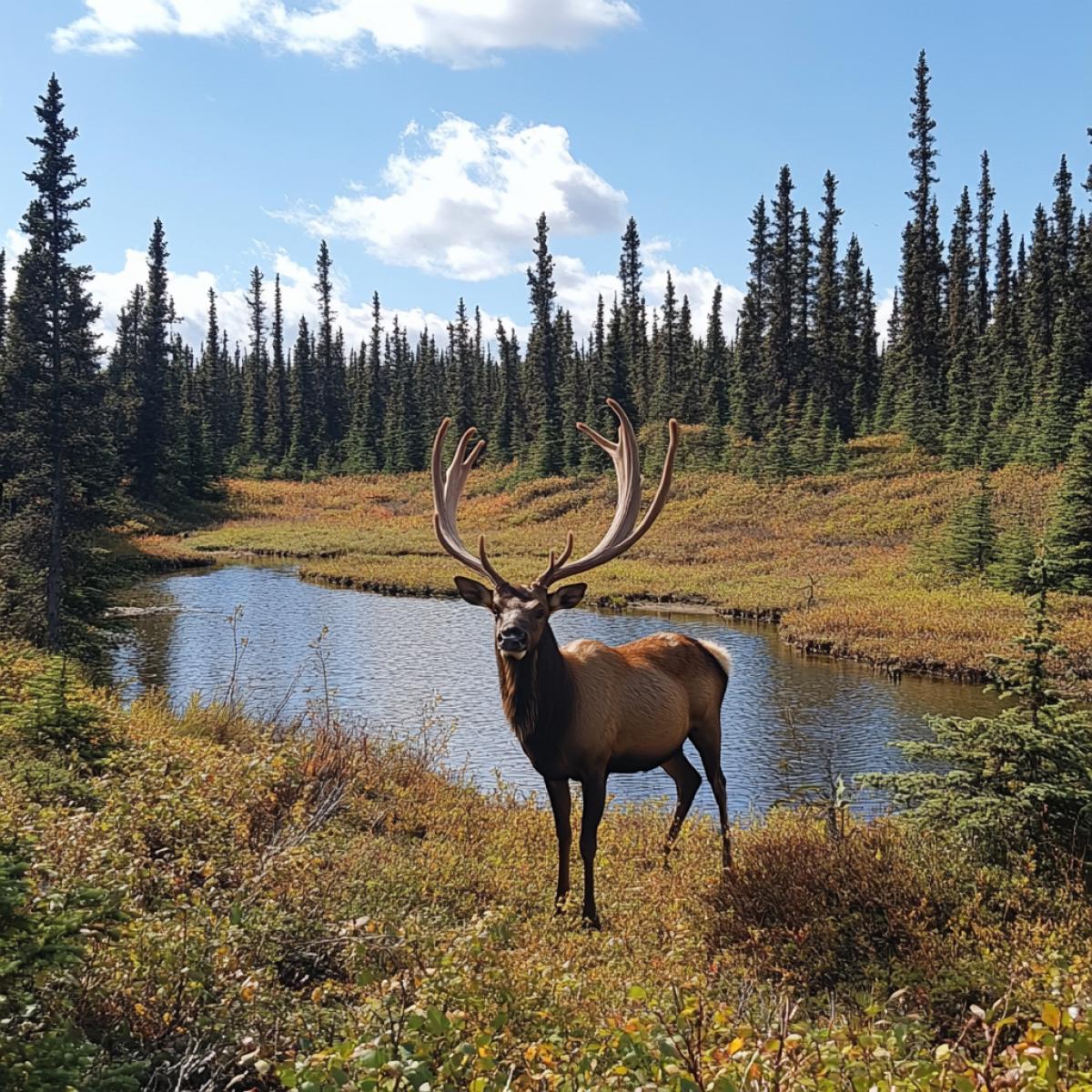 Elk with big luxurious horns