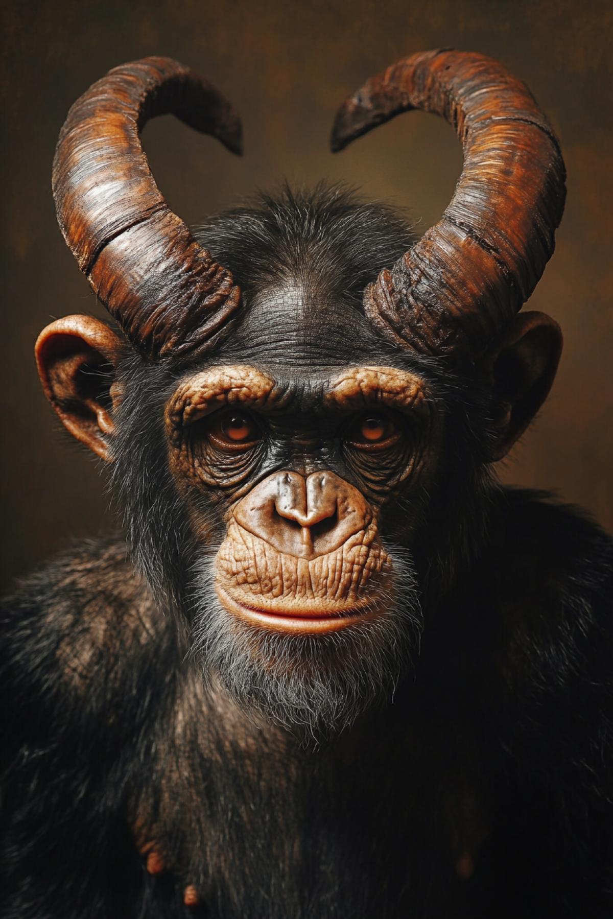 chimpanzee with big horns