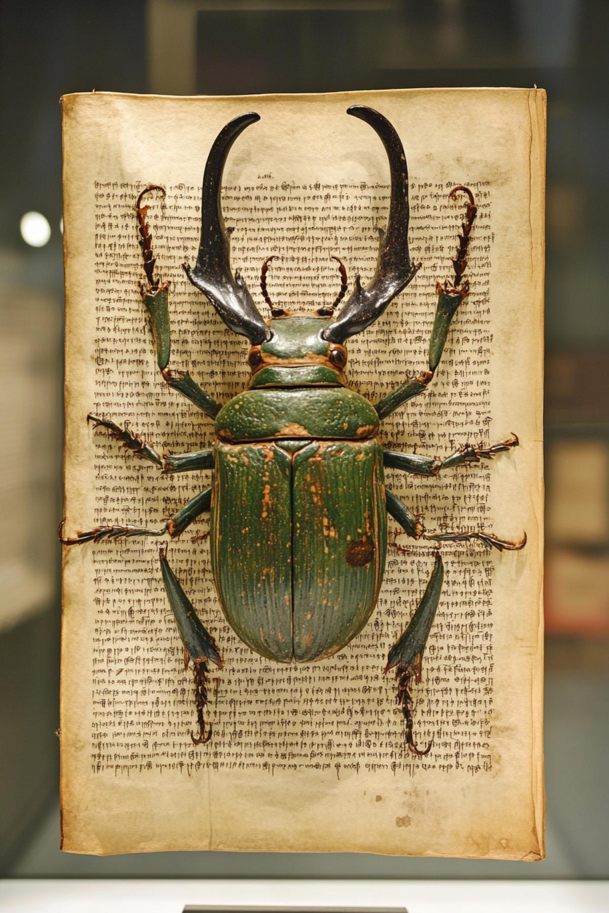 The Voynich m4kcript describes a large beetle with large horns.