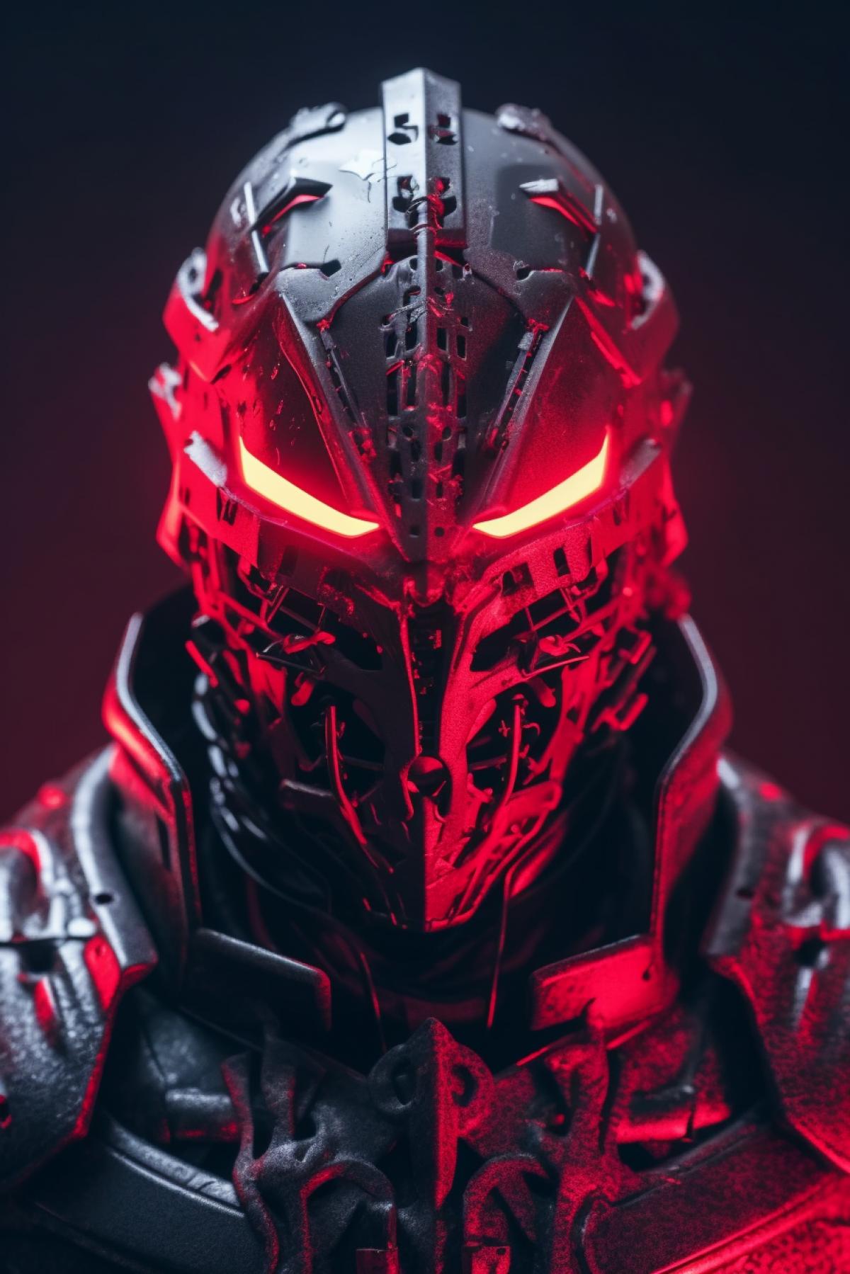 Medieval knight in armor in cyberpunk style