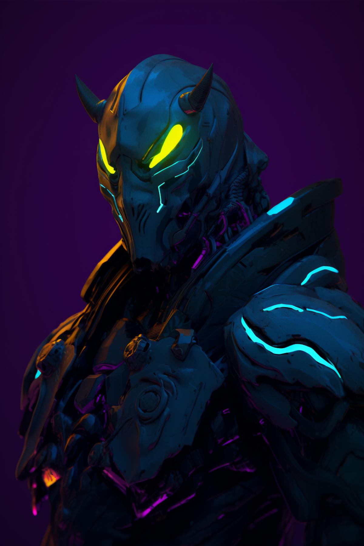 Knight cyberpunk neon