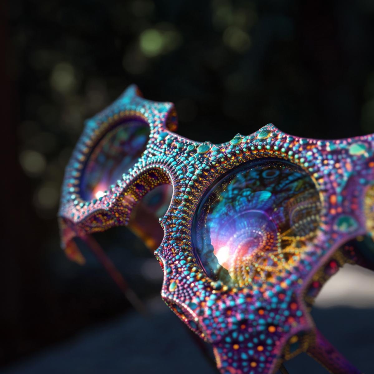 Glasses in the style of a uroboros fractal, point to point