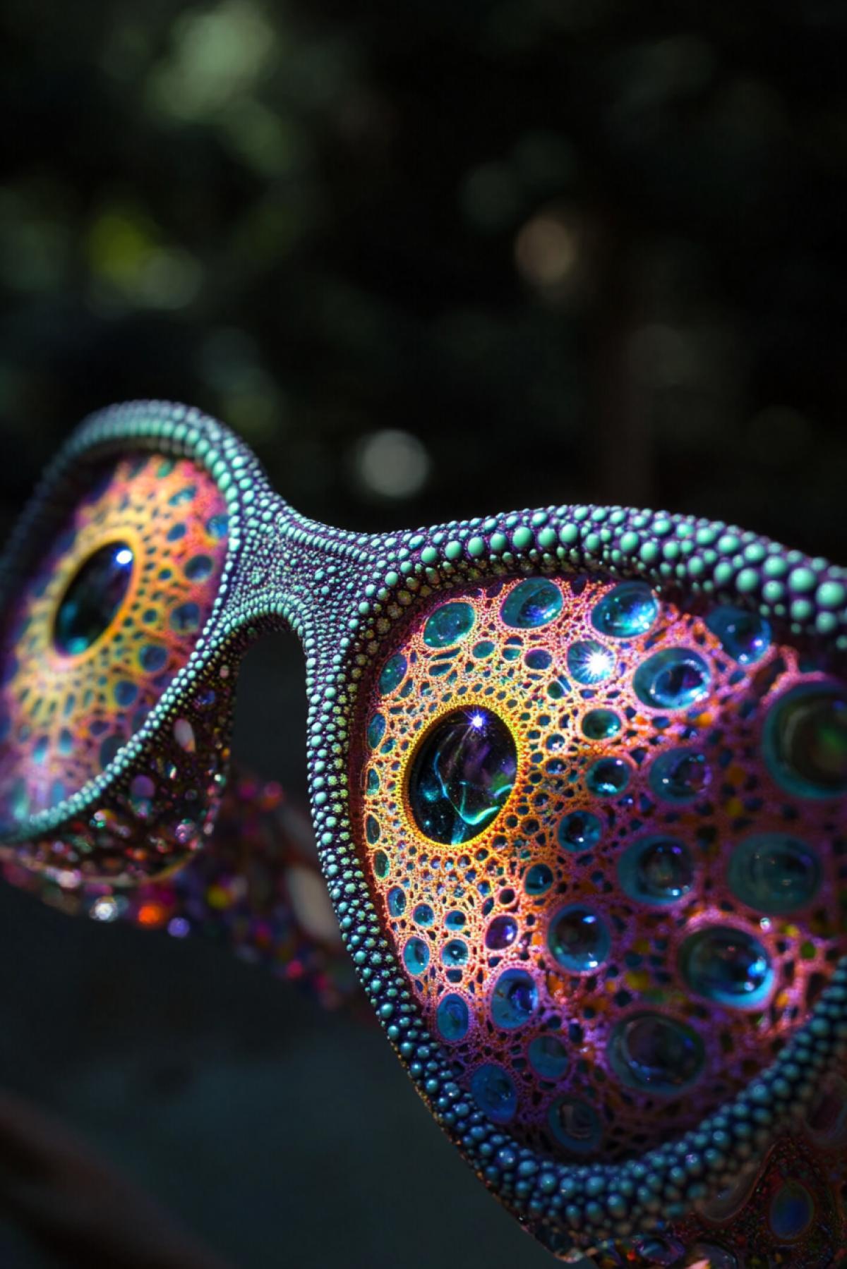Glasses in the style of a uroboros fractal, point to point