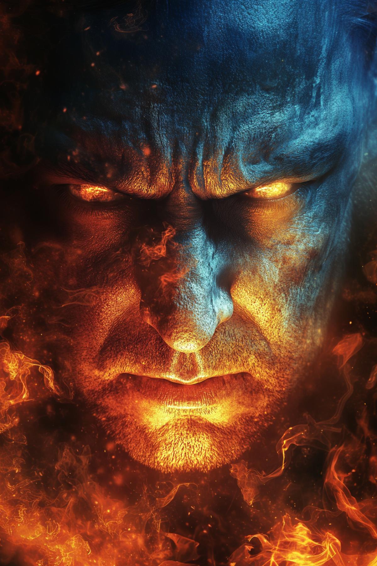 Emotspi anger, factorper male face with facial wrinkles, clear details, minimalism realistic image, flickering, photoshop, psychedelic