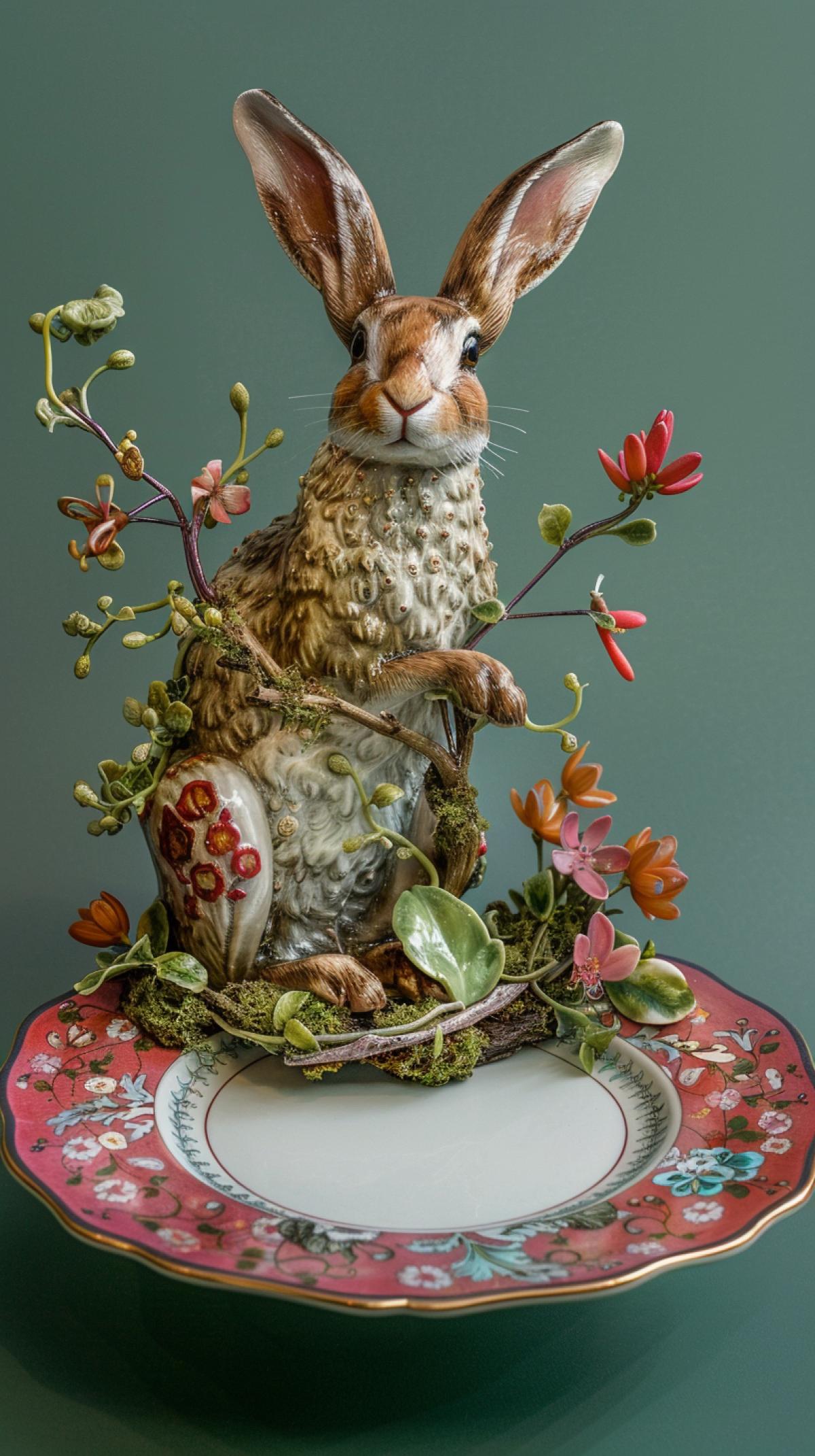 Stylized dishes under animals, exhibition