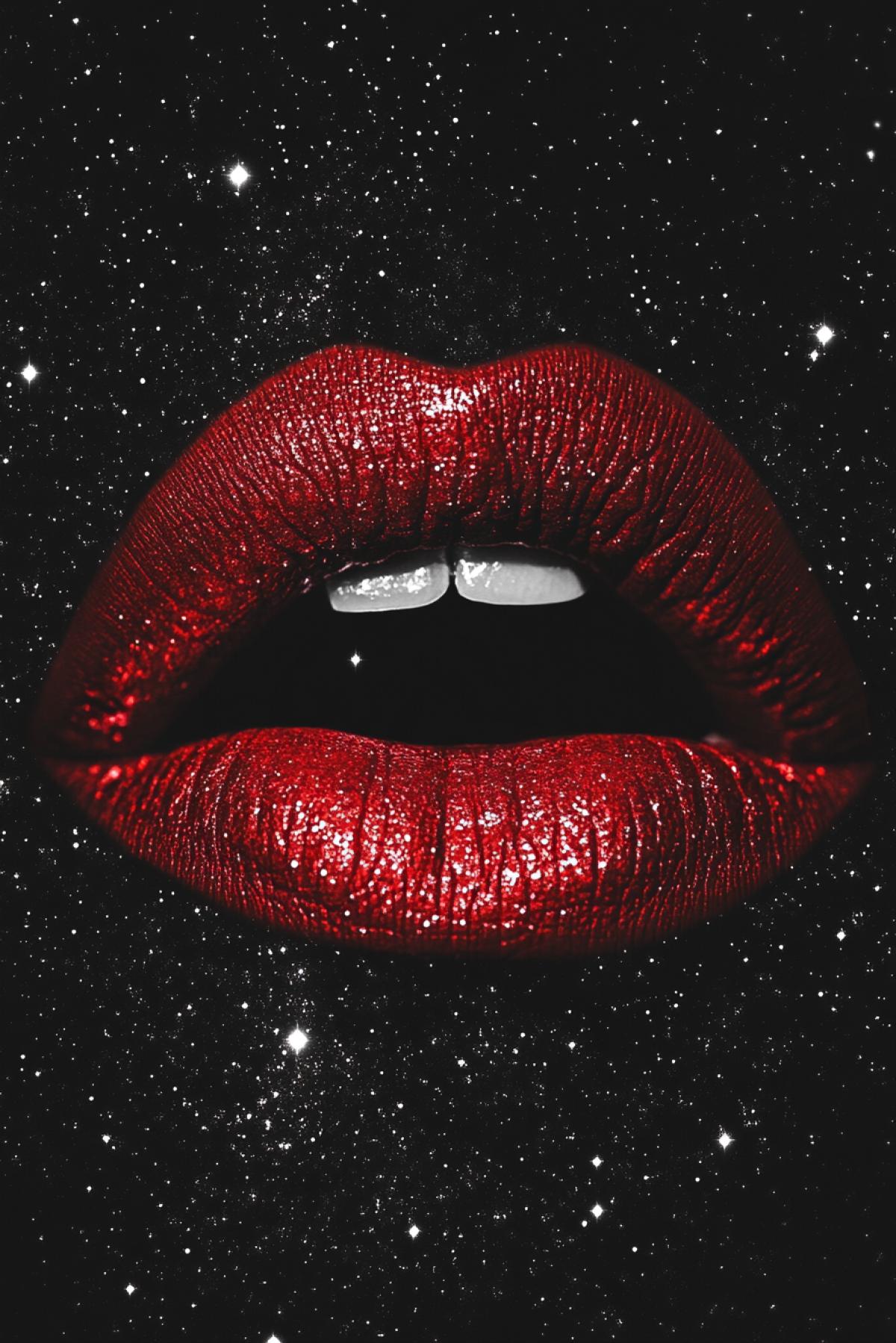 Red lips, Gothic, space, aesthetics, luxury, flicker, realistic image, photoshop