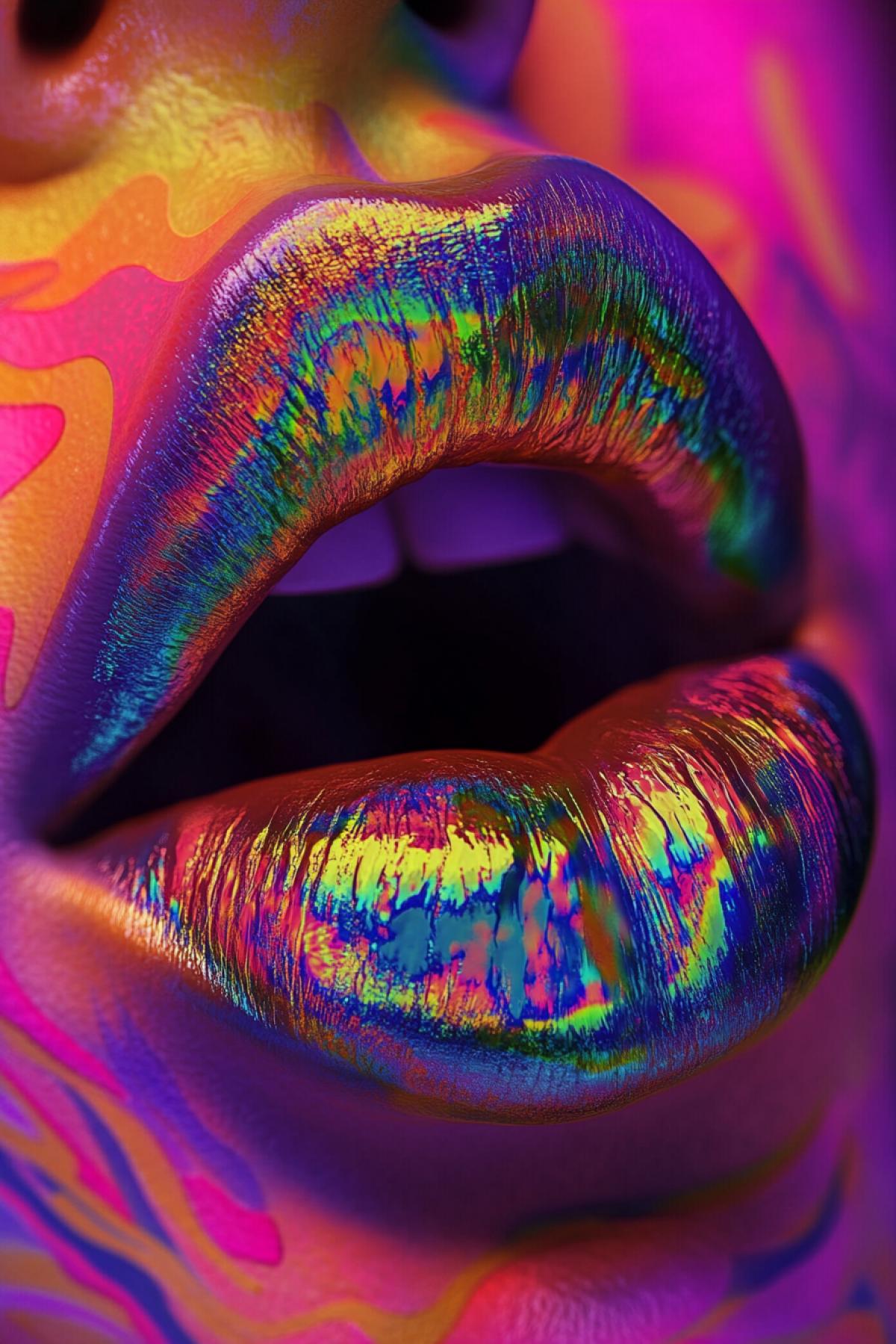More lips in graphic design, in the style of the series of euphoria, madness, flicker, realistic image, photoshop, psychedelic