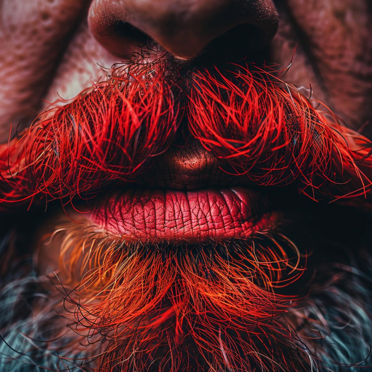 Funny lips with a closeup mustache, professional photo