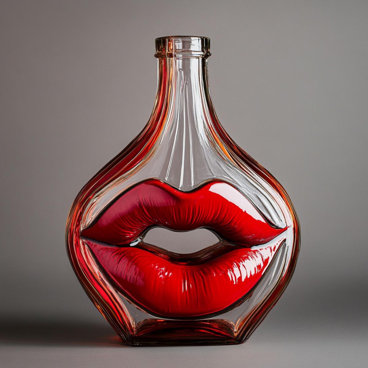 Window bottle in the form of womens lips