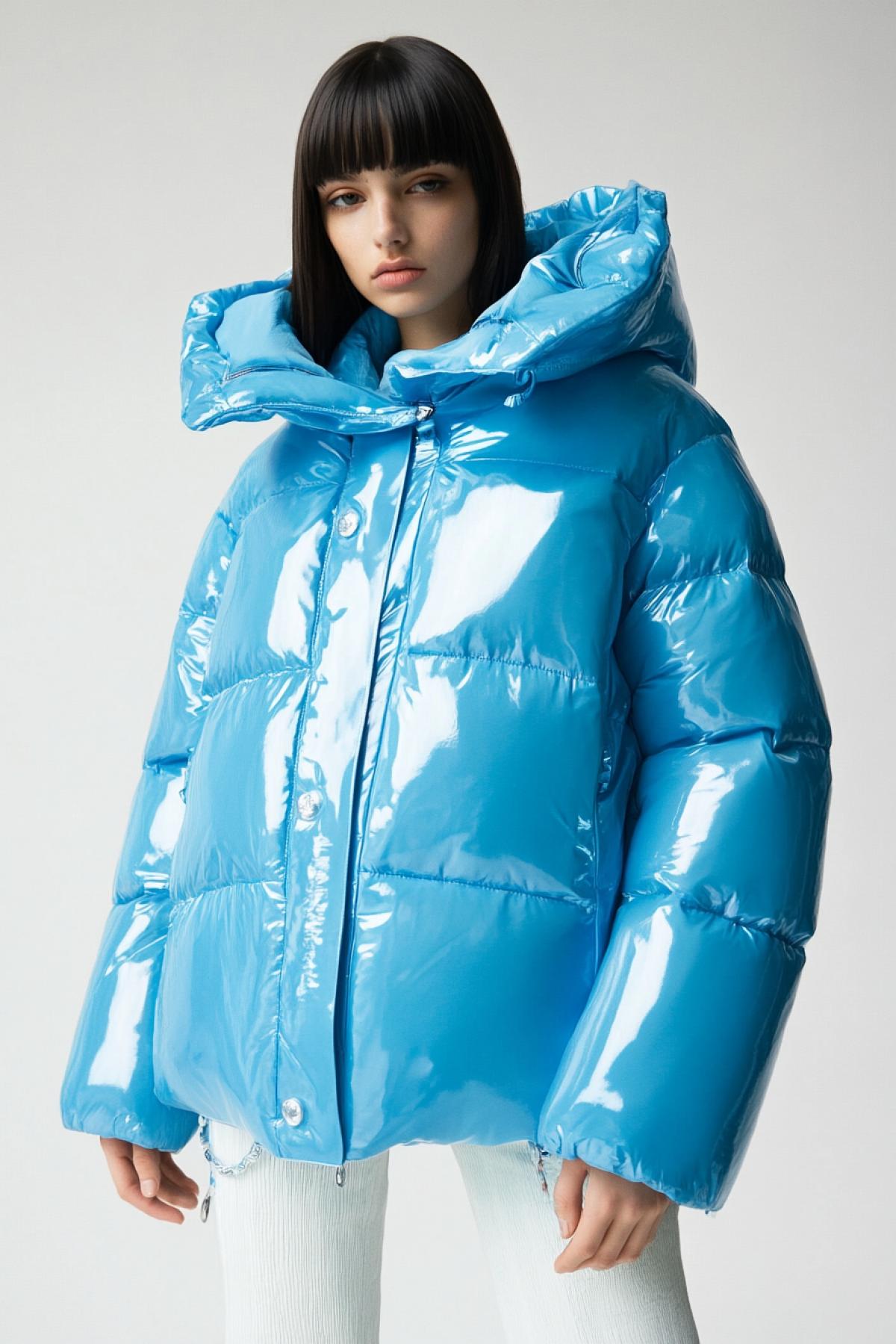 Bright down jacket in ice