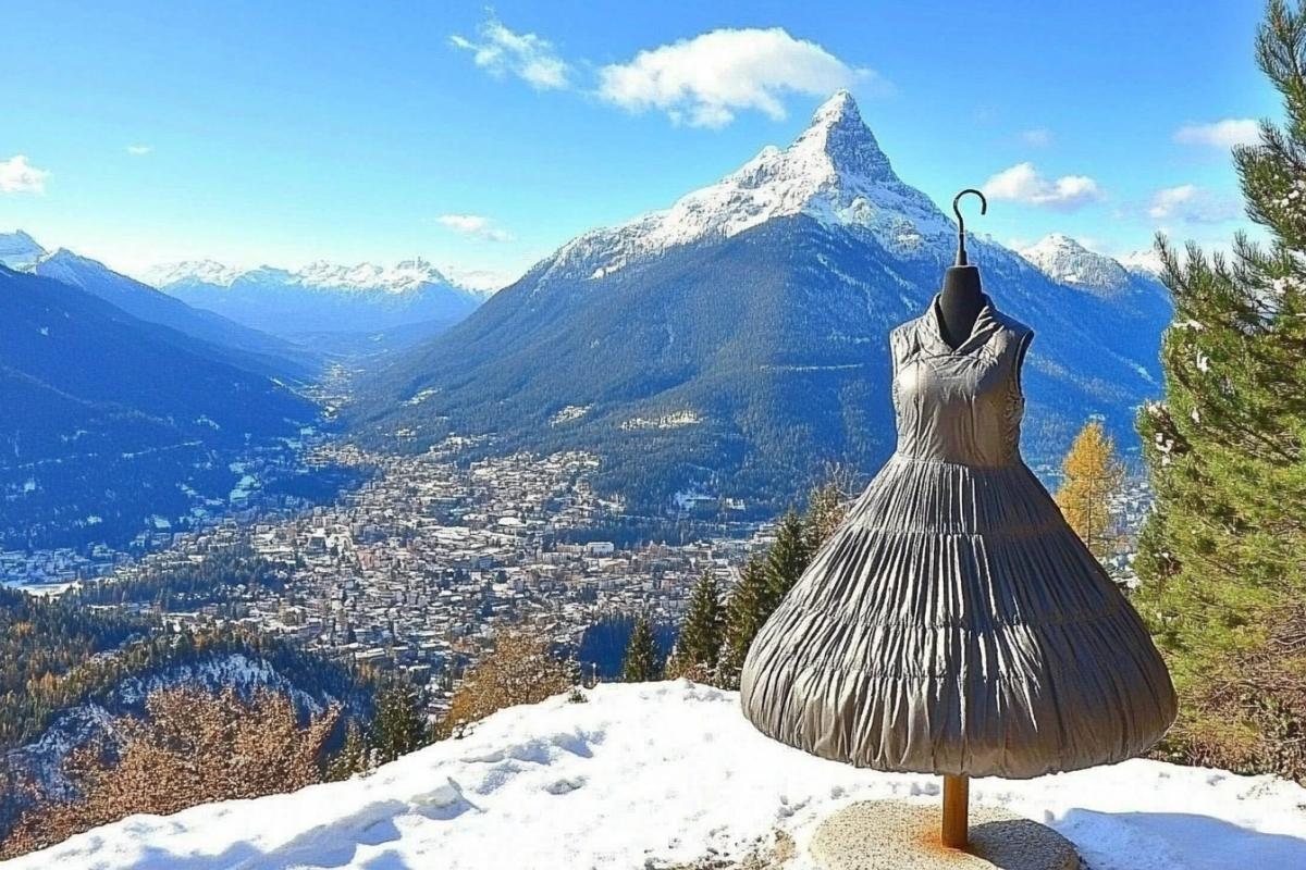 Planning a stylish fashionable futuristic down jacket in the sky