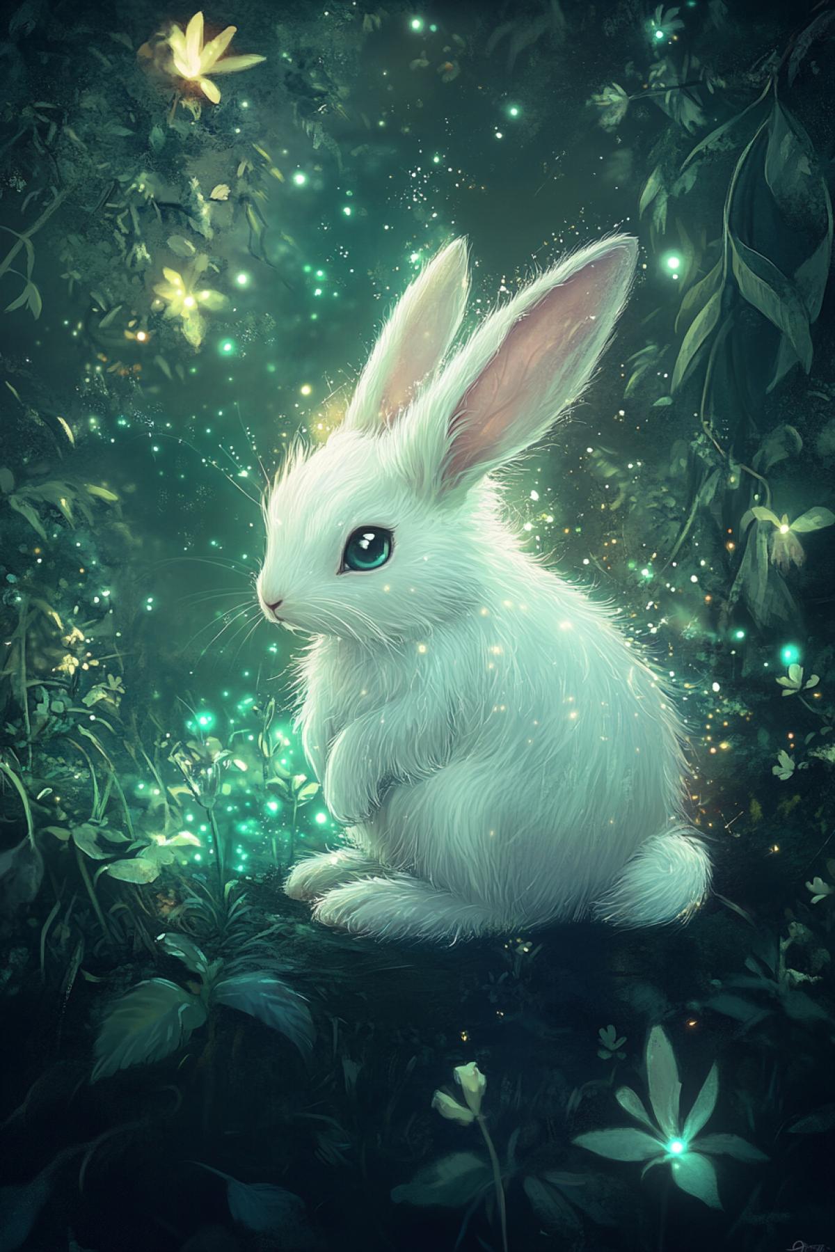 Mythical sweet creature, magical world, fairytale world, beautiful nature, fairytale forest, revived nature, magic, illustration, flickering photoshop, in the style of the artist