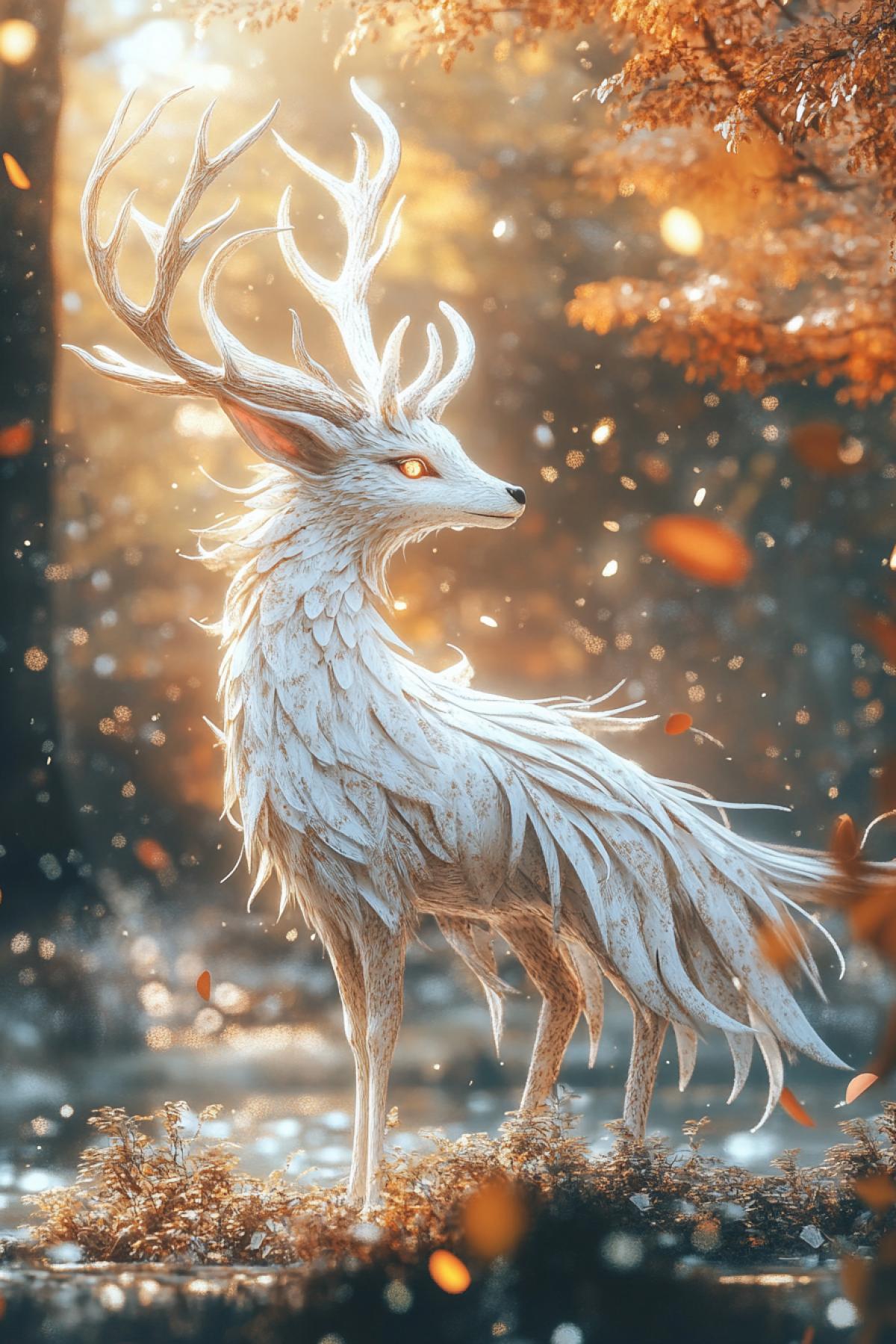 Mythical sweet creature, magical world, fairytale world, beautiful nature, fairytale forest, revived nature, magic, illustration, flickering photoshop, in the style of the artist