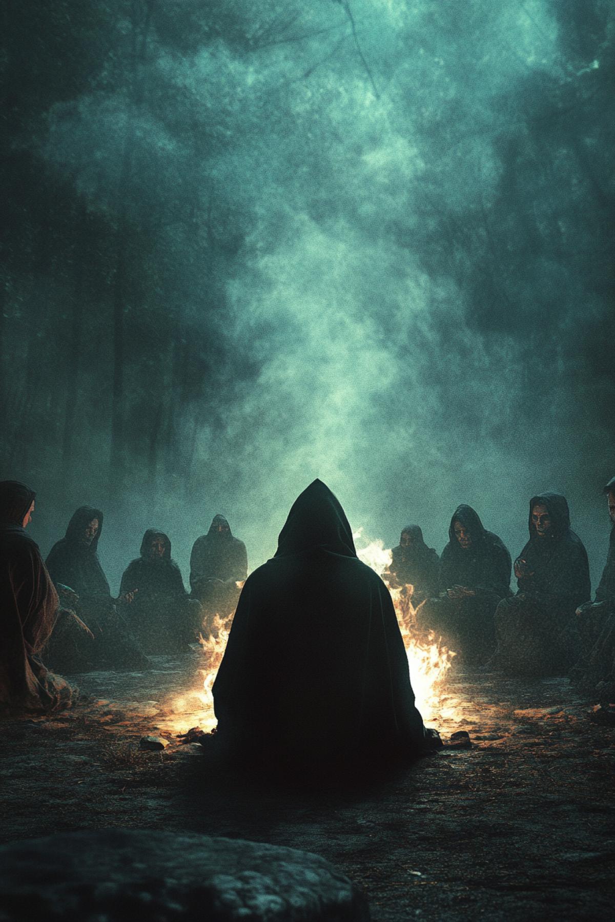 Cult, sect, ritual, mysticism, magic, sacrifice, people, flicker, realistic image, photoshop