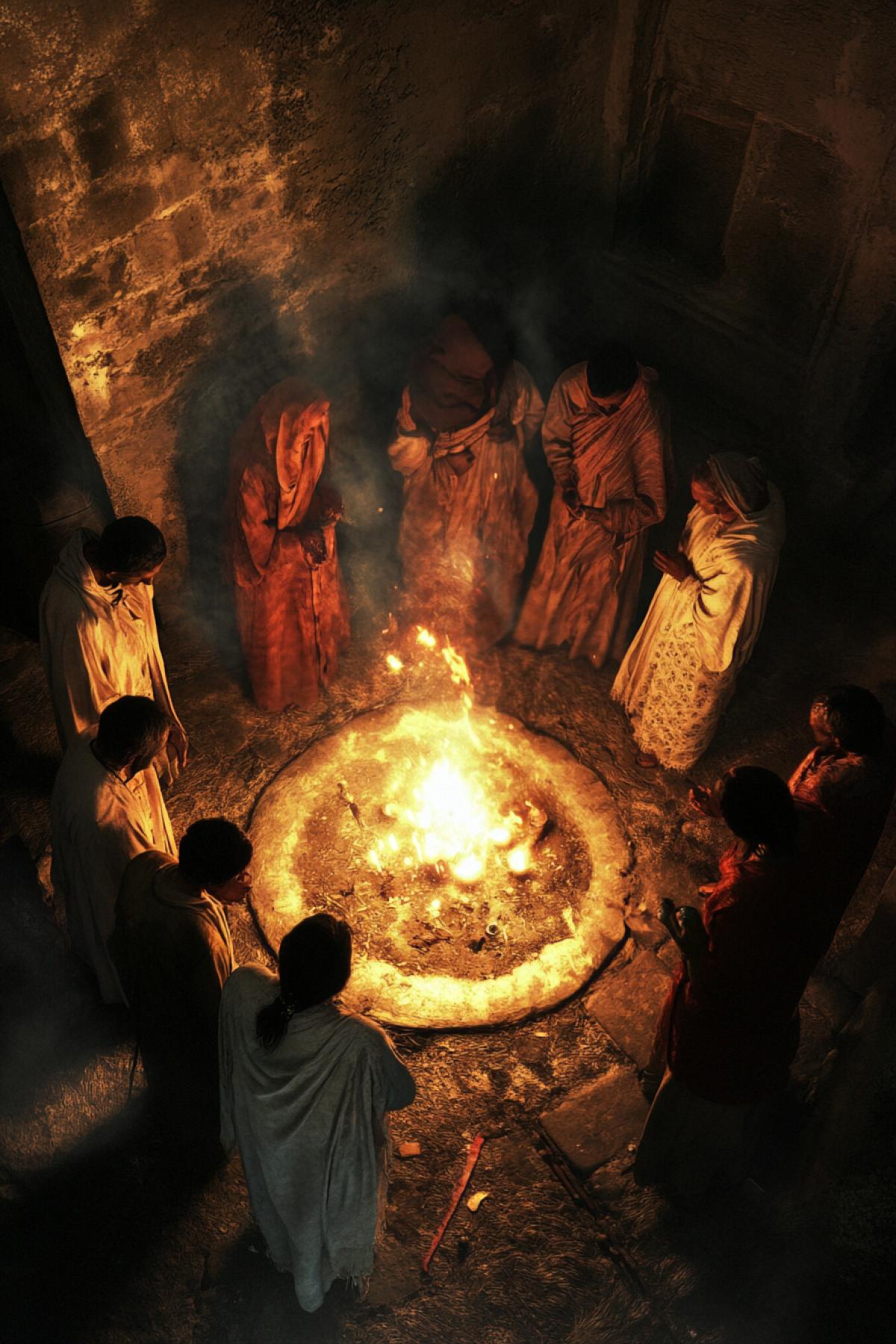 Cult, sect, ritual, mysticism, magic, sacrifice, people, flicker, realistic image, photoshop