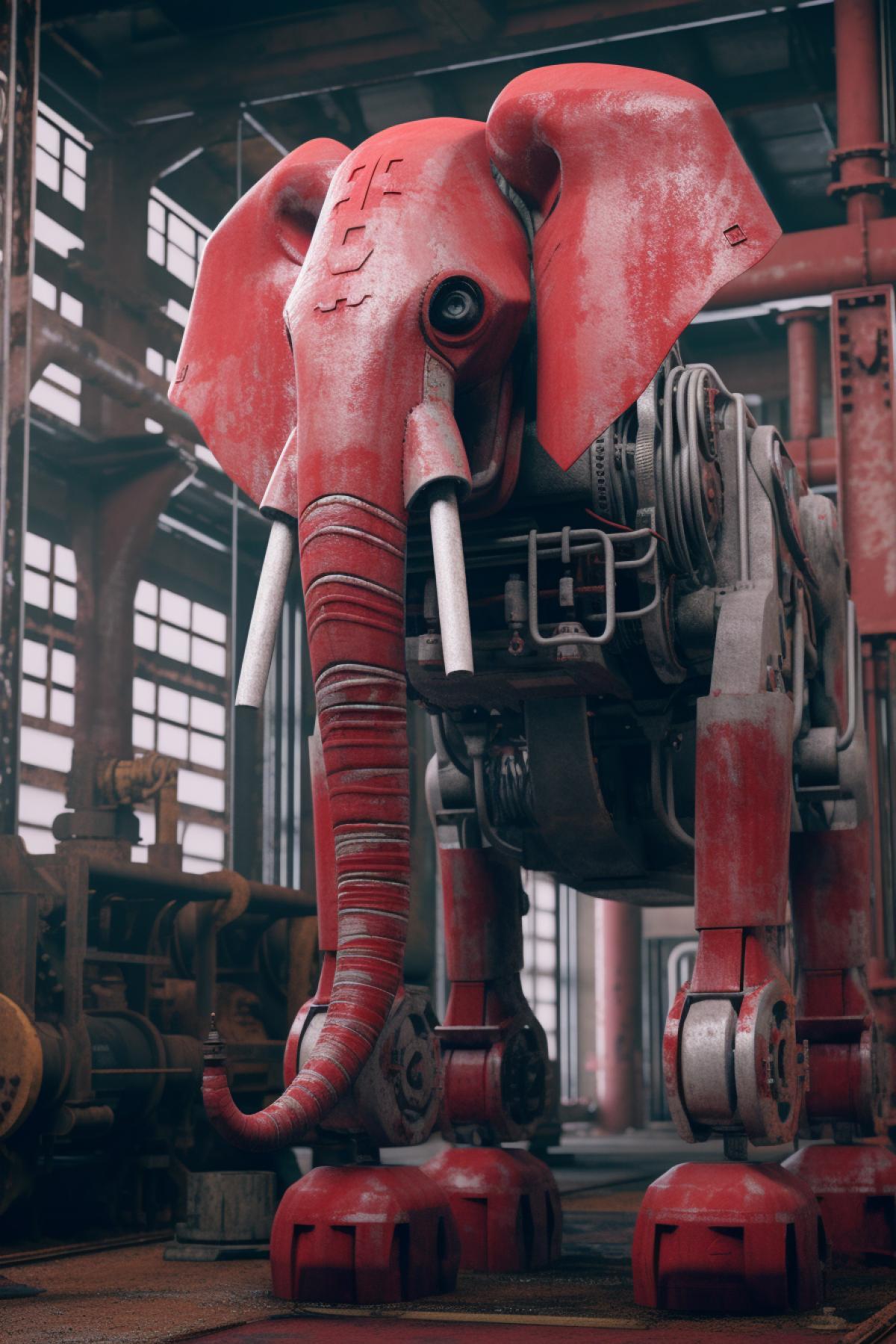 Elephant in the style of the USSR Cyberpunk