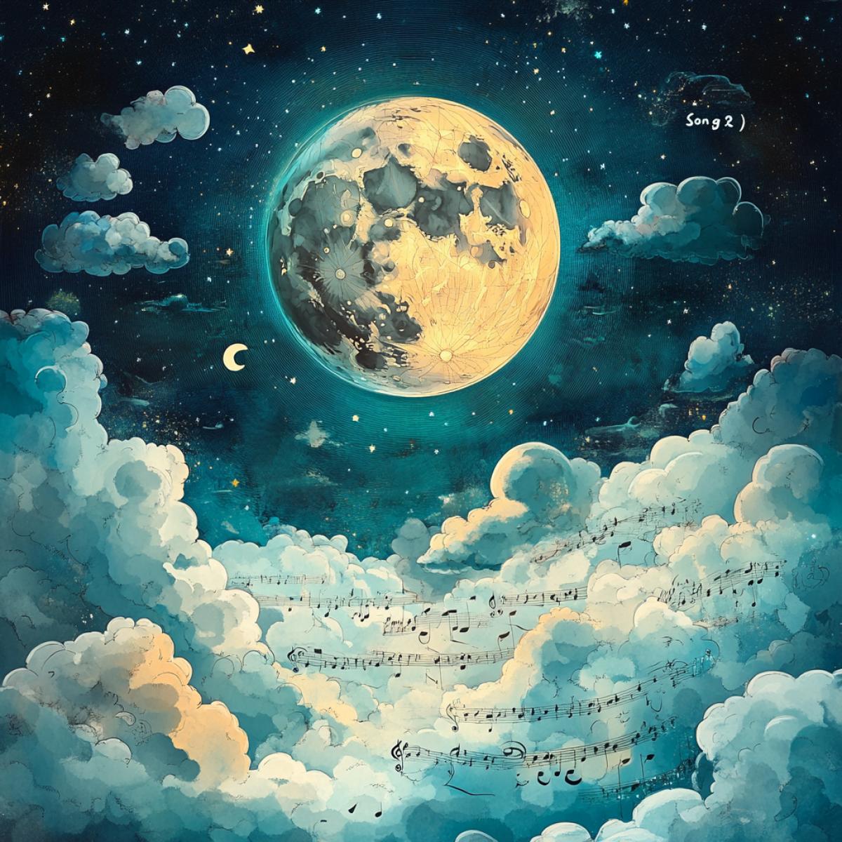 Illustration for the cover of the musical disk ball in the clouds, the inscription \"Song-\" Ball in the Clouds \"