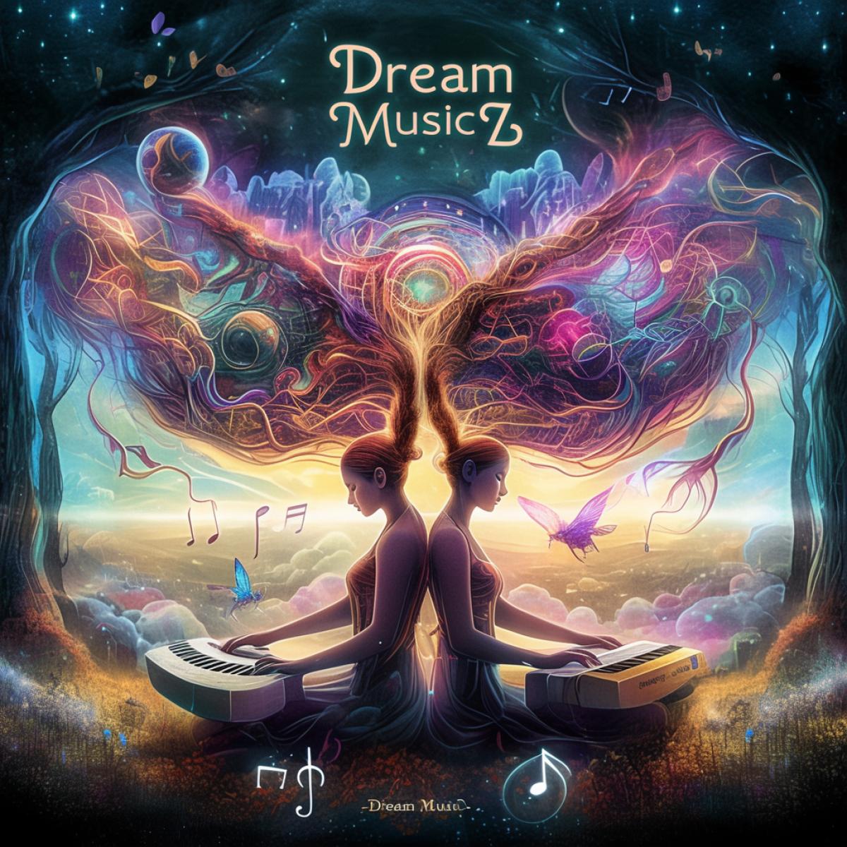 Cover for a music album with the inscription \"Dream Music\", music for relaxation and meditation, for the soul