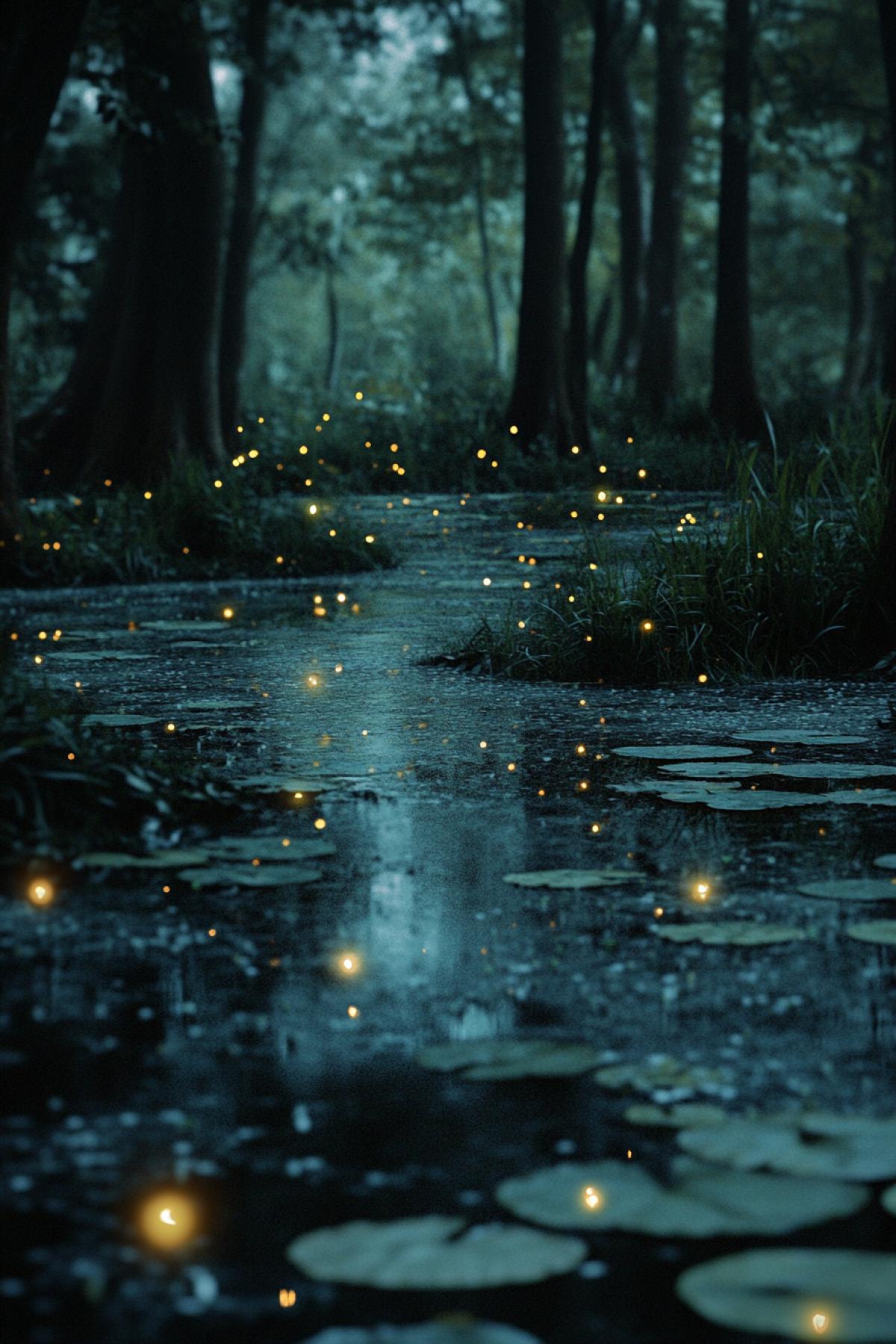 Swamp, darkness, psychedelic, fairytale world, magical world, mythology, mythical world, flicker, realistic image, photoshop