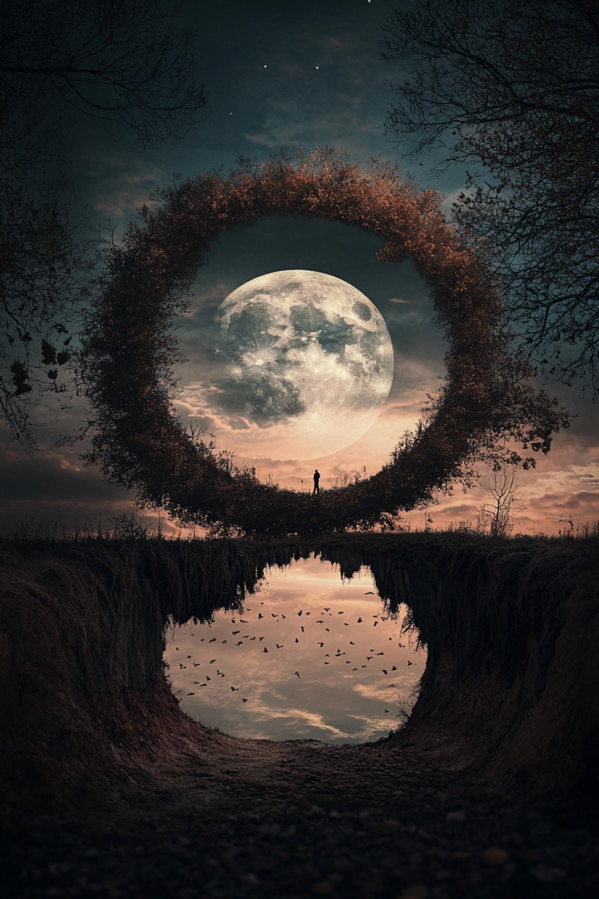 Unknown world, the world of dreams, surrealism, absurdity, peace, on the contrary, flicker, photoshop, realistic image, world upward 3