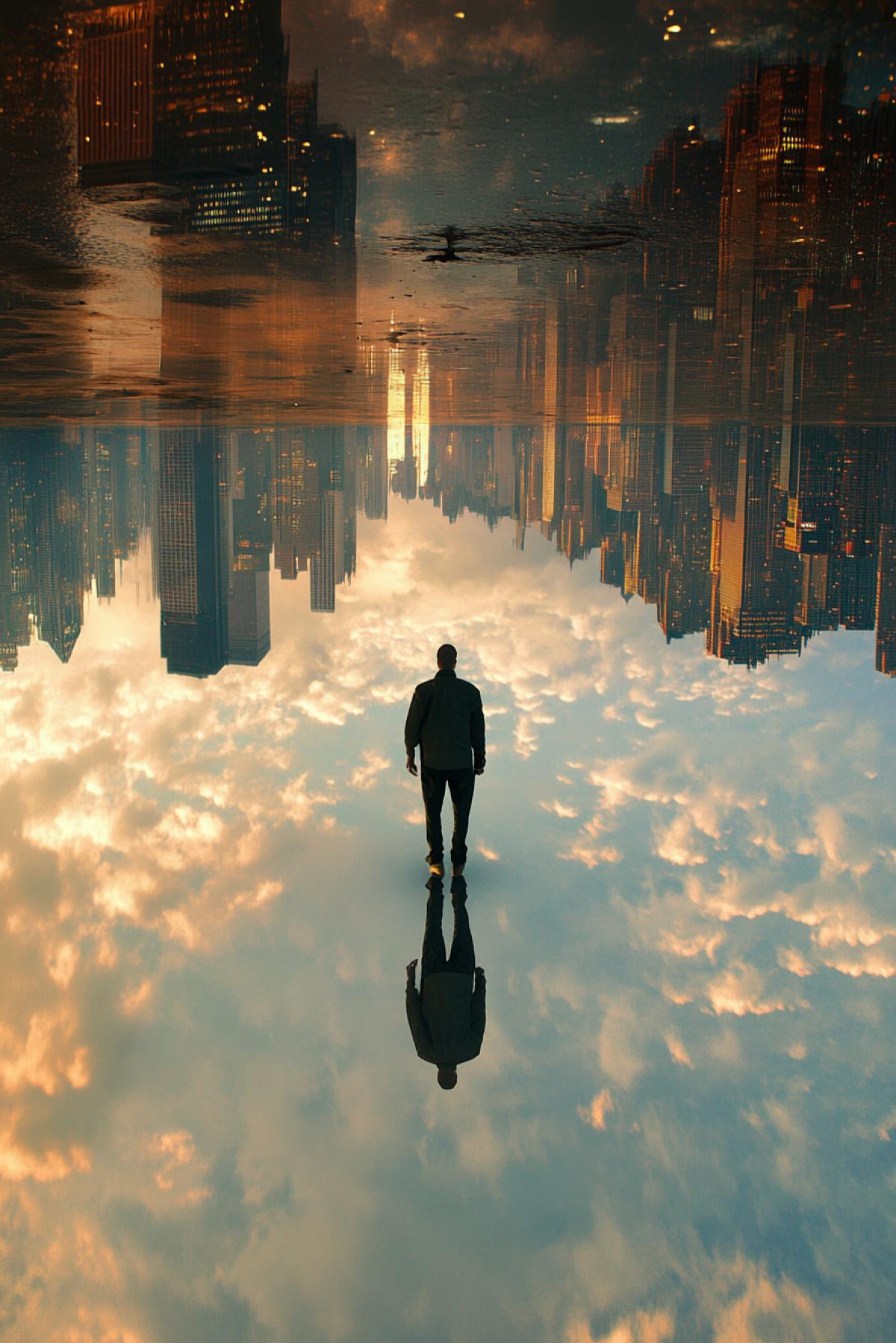 Unknown world, the world of dreams, surrealism, absurdity, the world, on the contrary, flicker, photoshop, realistic image, everything upside down