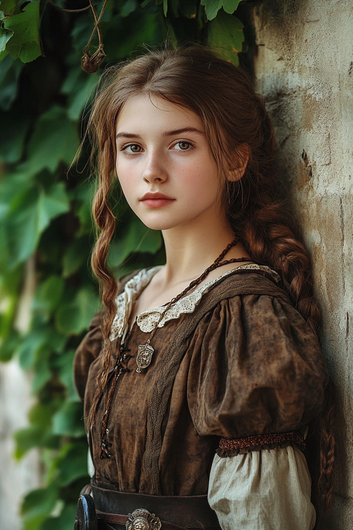 Medieval girl in the uniform of the province