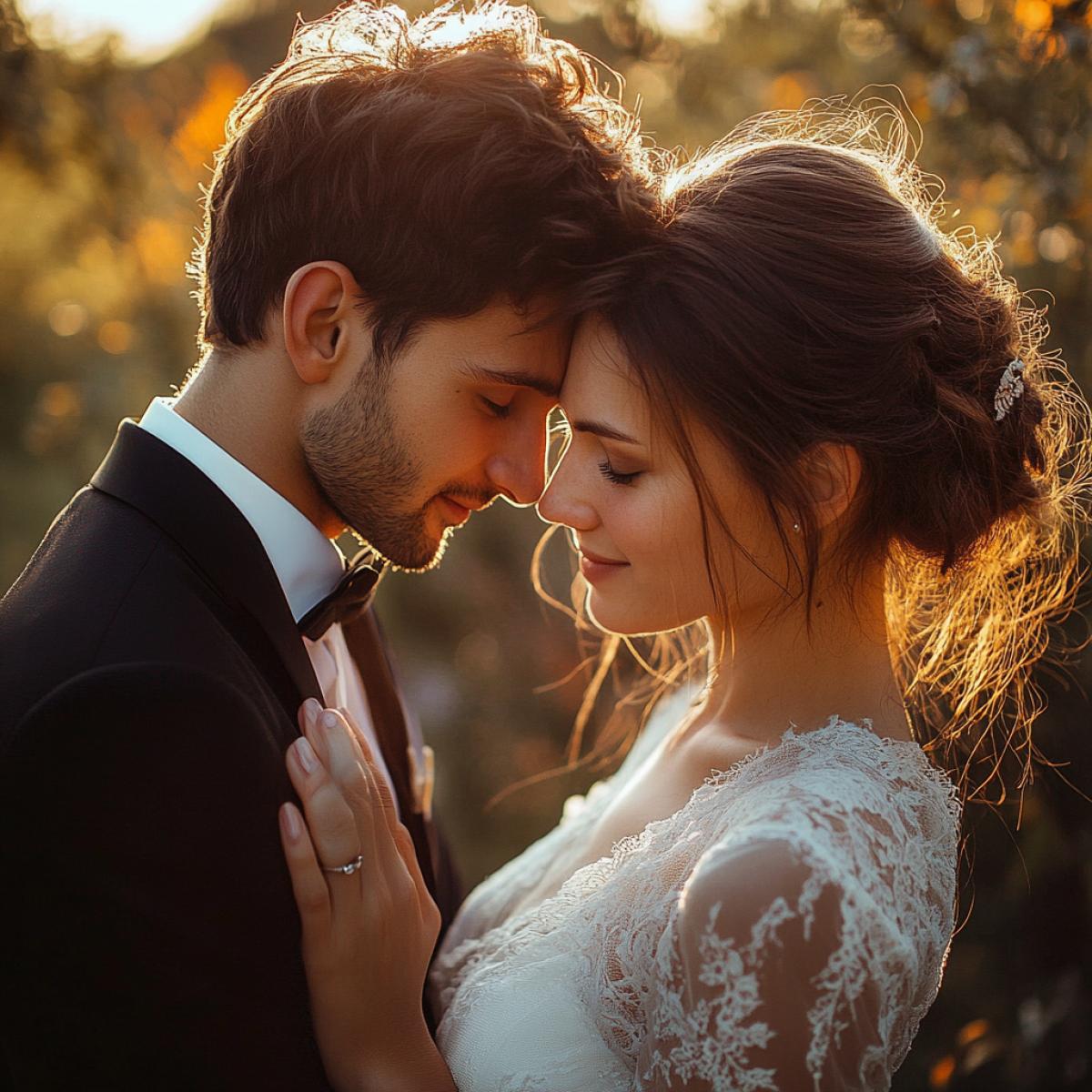 The tenderness and love of a young couple