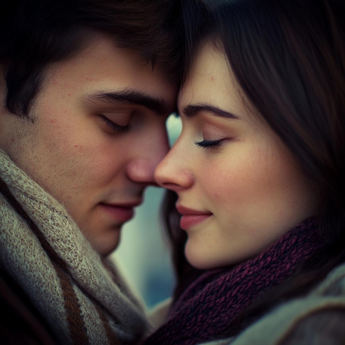 The tenderness and love of a young couple