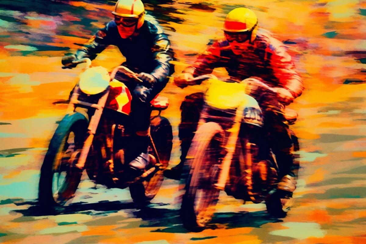 Fast races on motorcycles in the style of Provence
