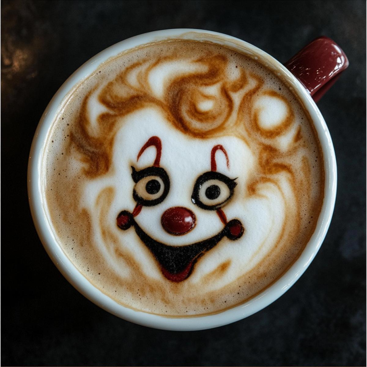 Picture of a clown on foam Coffee Latte