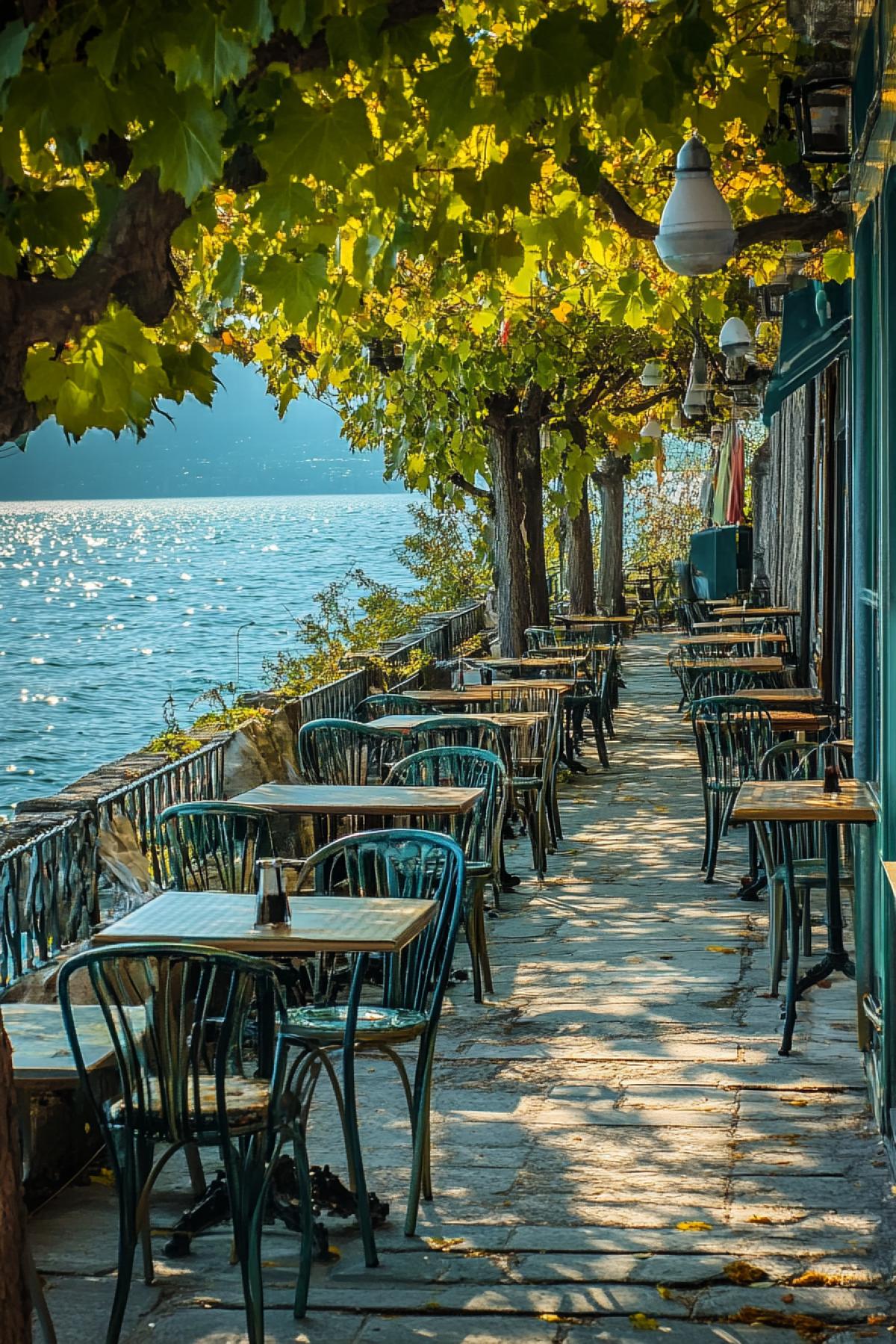 Embankment Rest, tables and cafes, greens, sea