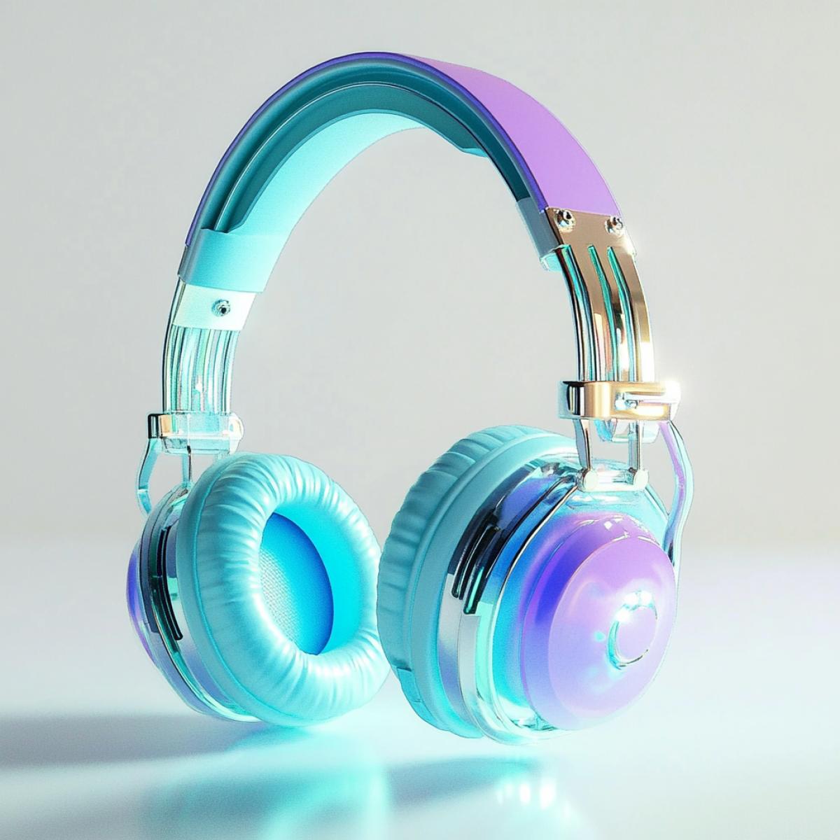blue pastel headphones 3d model, on a white background
