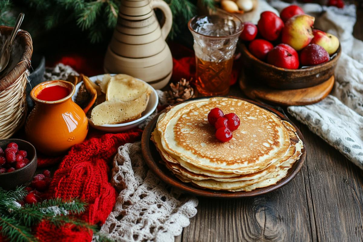Russian holiday Shrovetide with pancakes