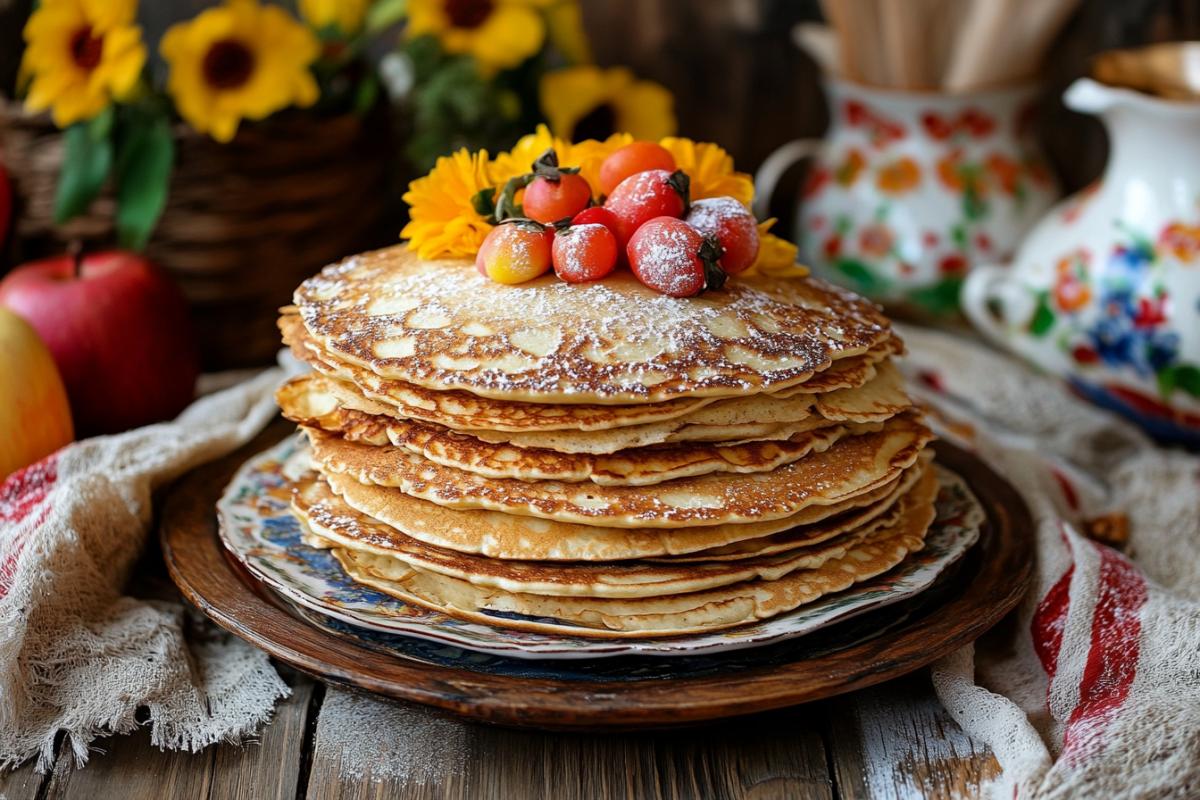 Russian holiday Shrovetide with pancakes