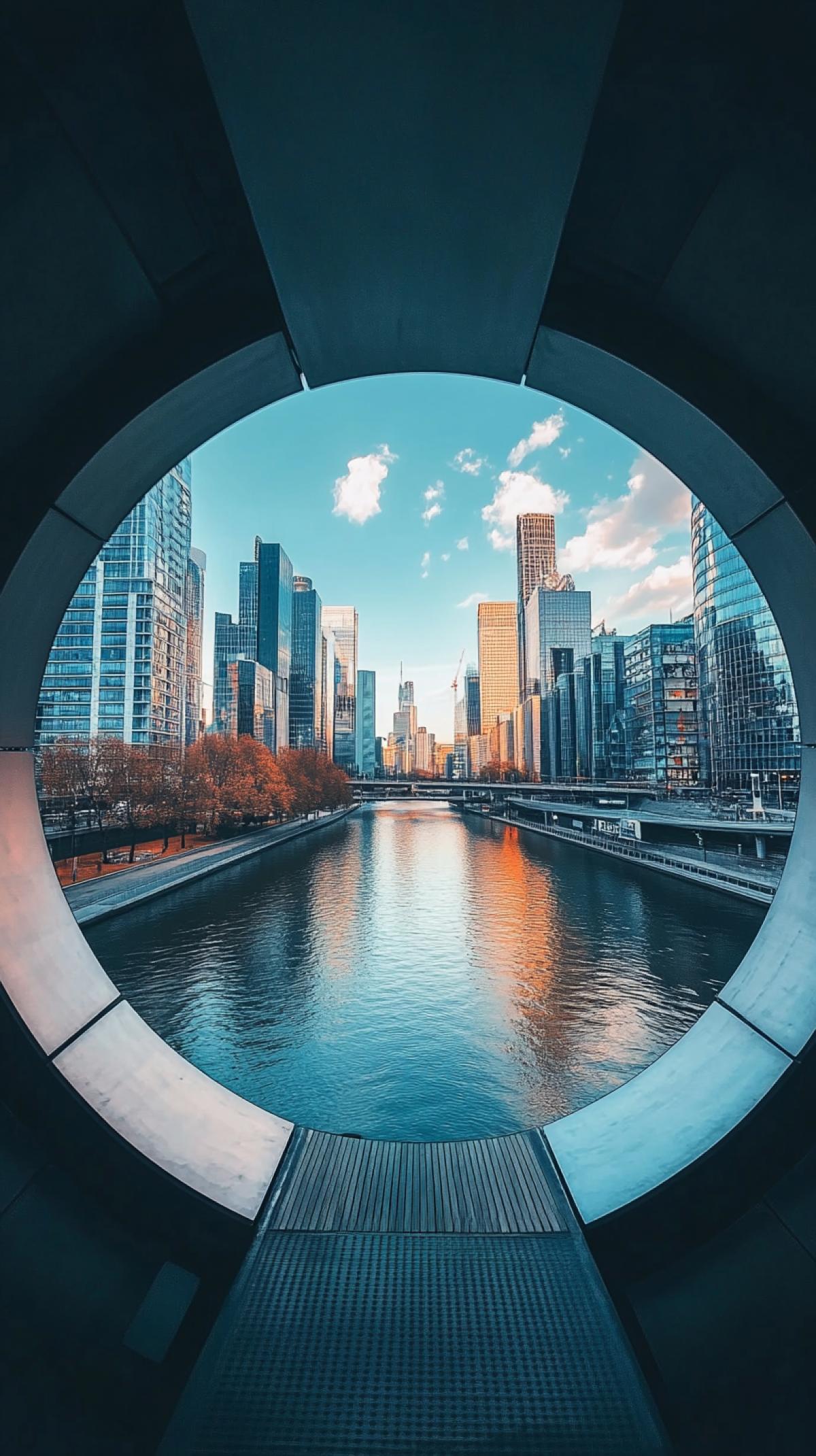Photo on the city taken by a circular camera